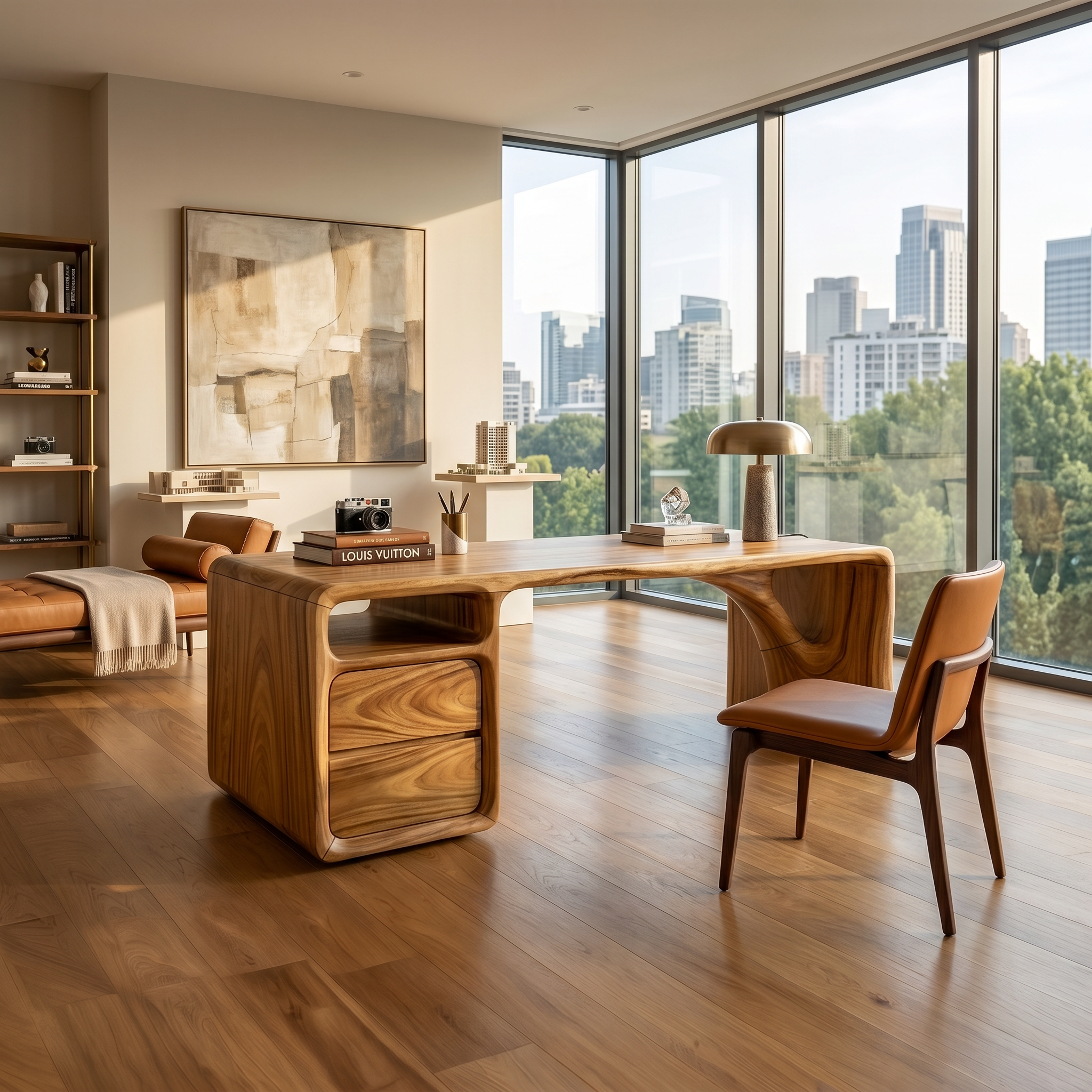 Modern Office Desk With Sculptural Base For Open Living Workspace SILDTTRDE002