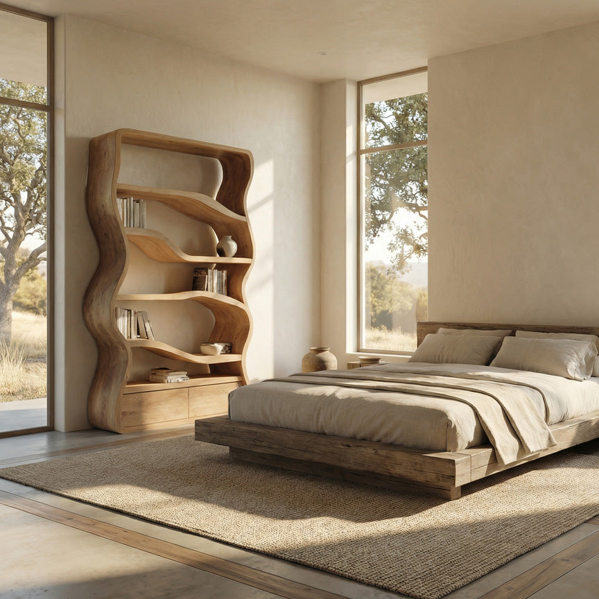 Modern Curved Wooden Bookshelf For Living Room RTTHHNBS119