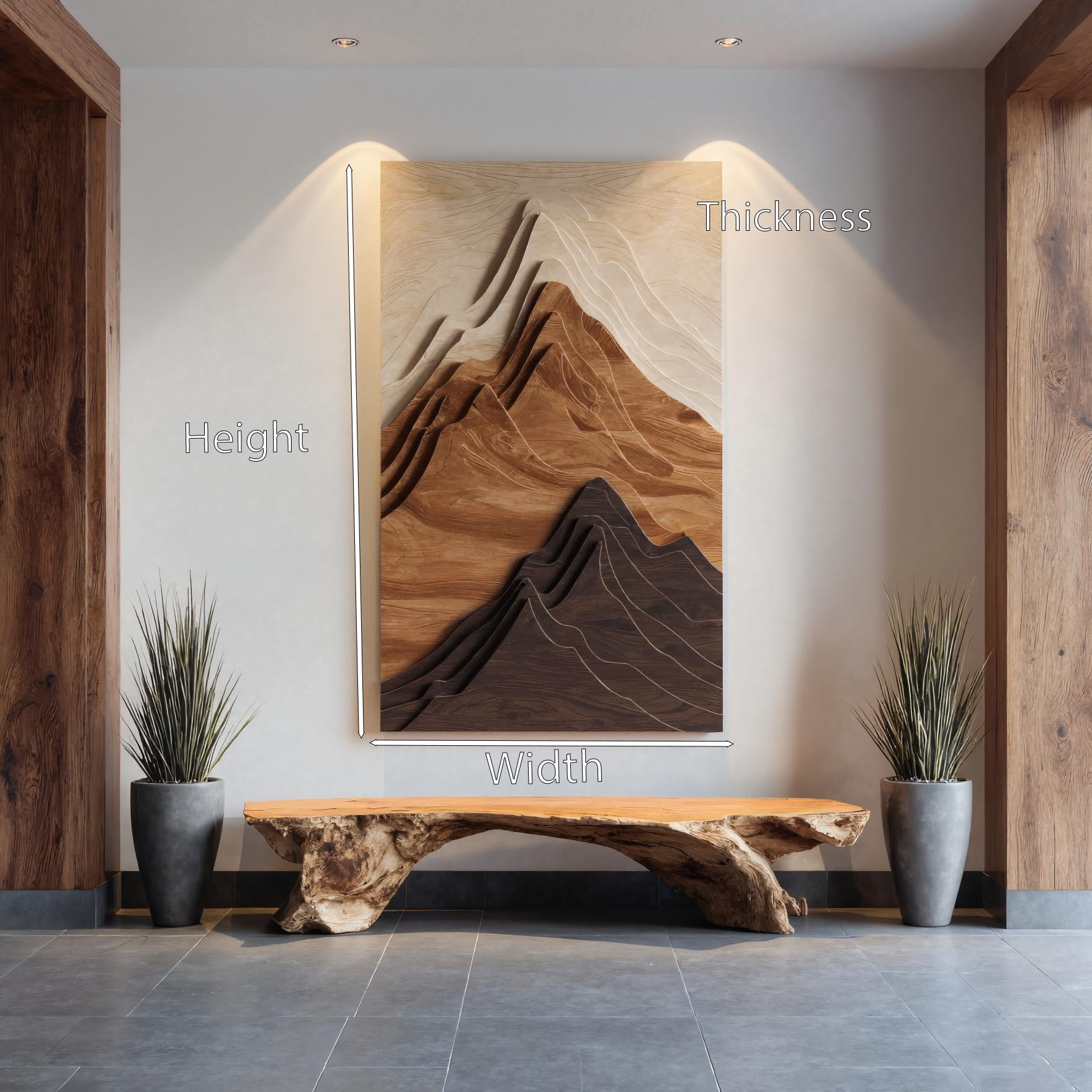 Contemporary Mountain Wall Sculpture For Entryway SITHHNWA030