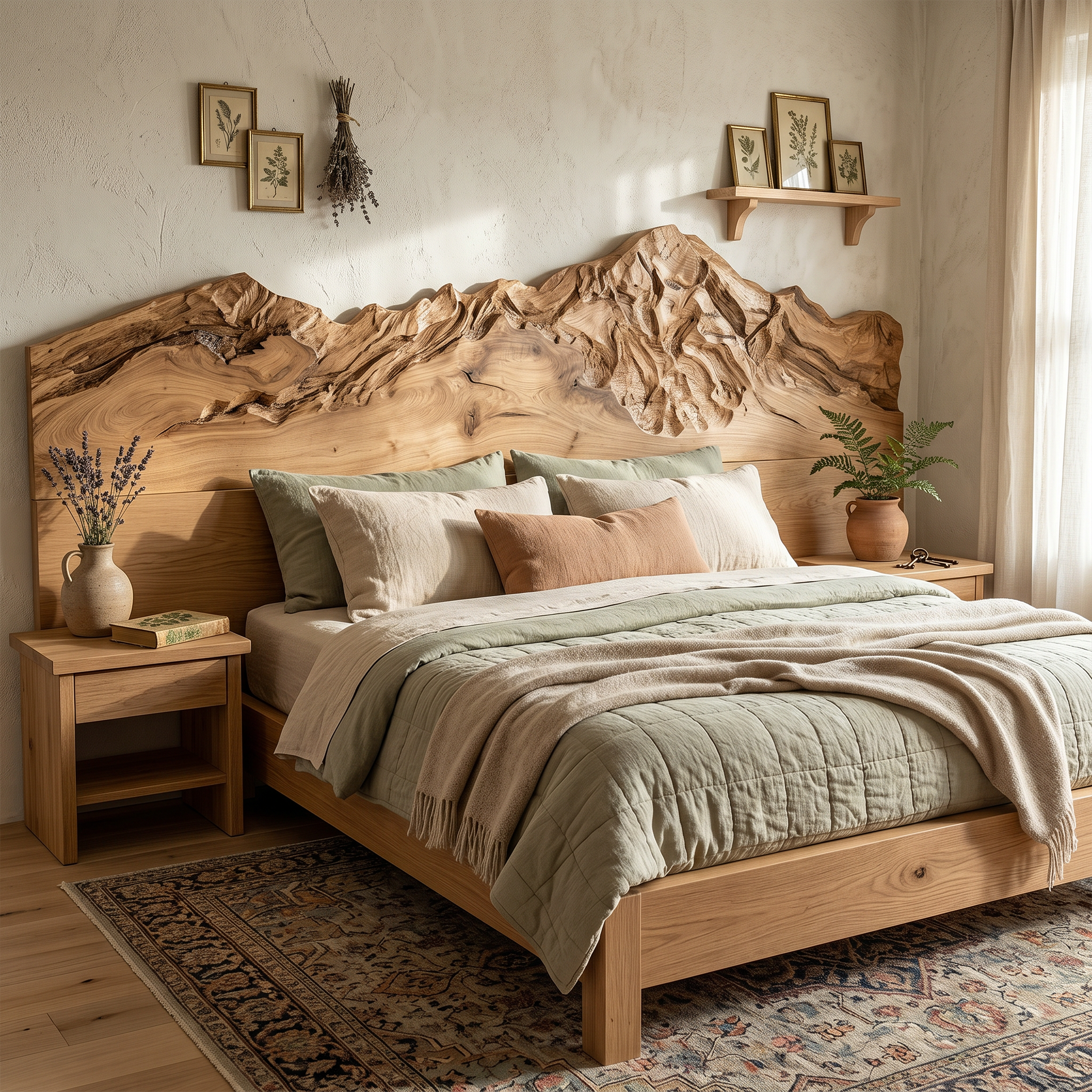 Rustic Mountain Wood Headboard For Farmhouse Bedroom Decor SILDTTRHB027