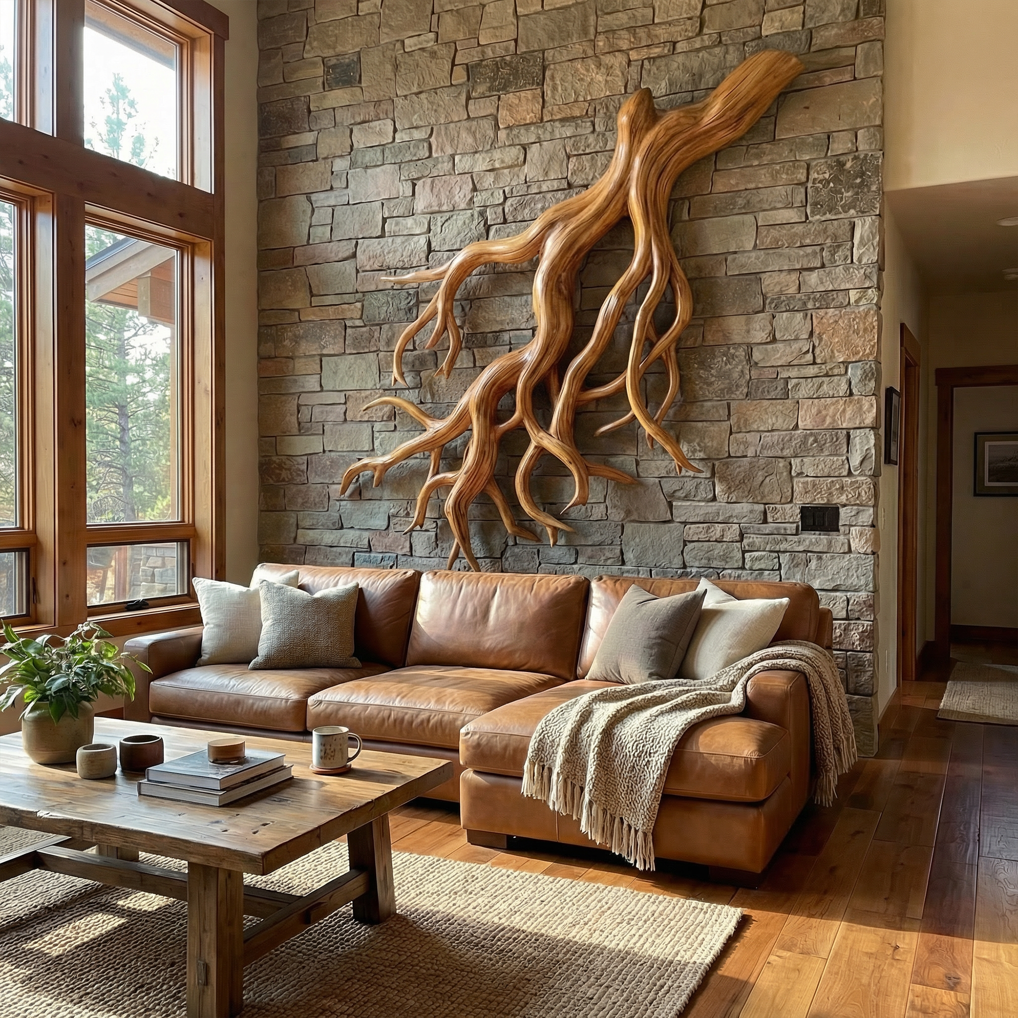 Rustic Tree Root Wall Art Living Room And Lounge SINLKIWD056