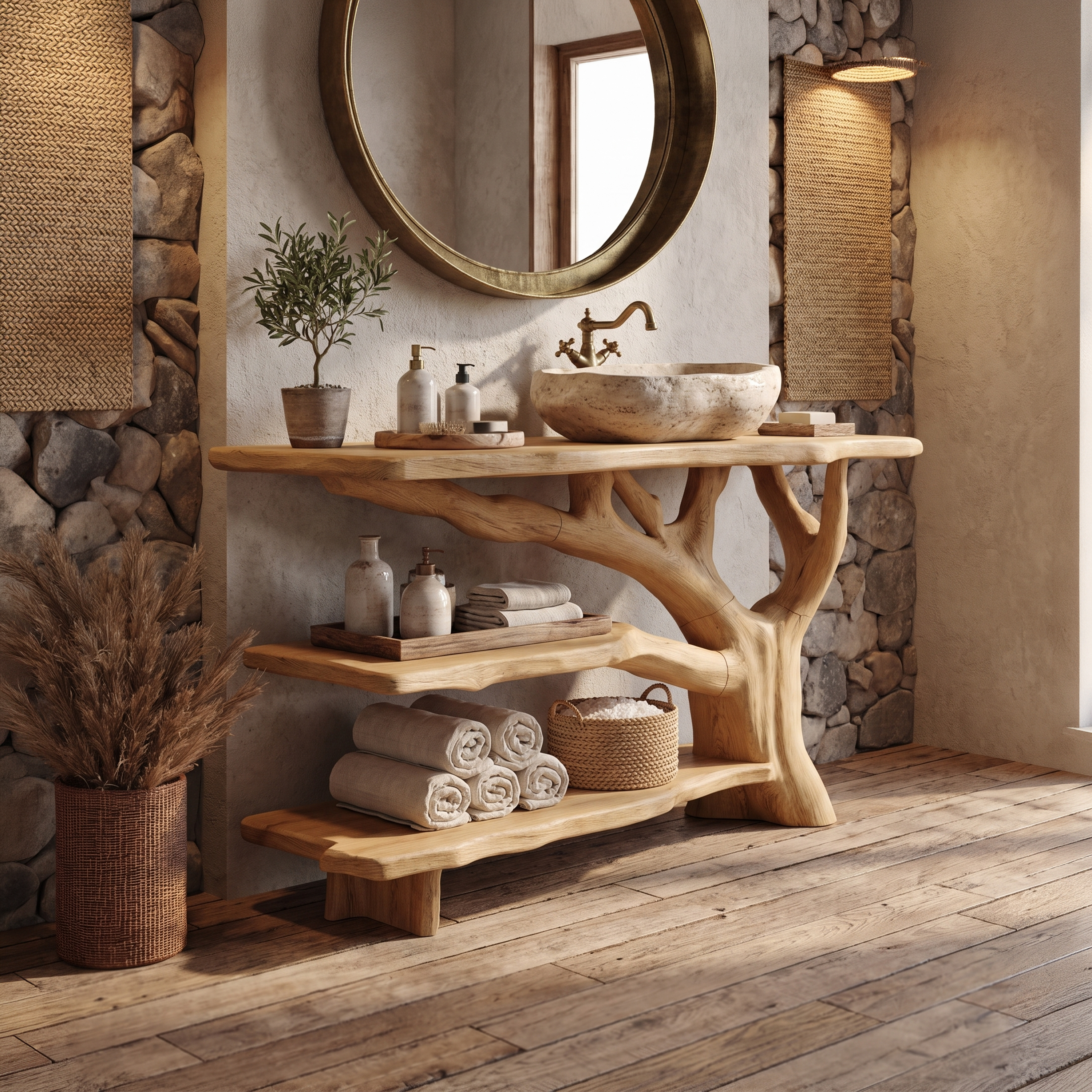 Modern Solid Wood Vanity Furniture Decor For Sleek Bathroom Design SILDTTNBRV020