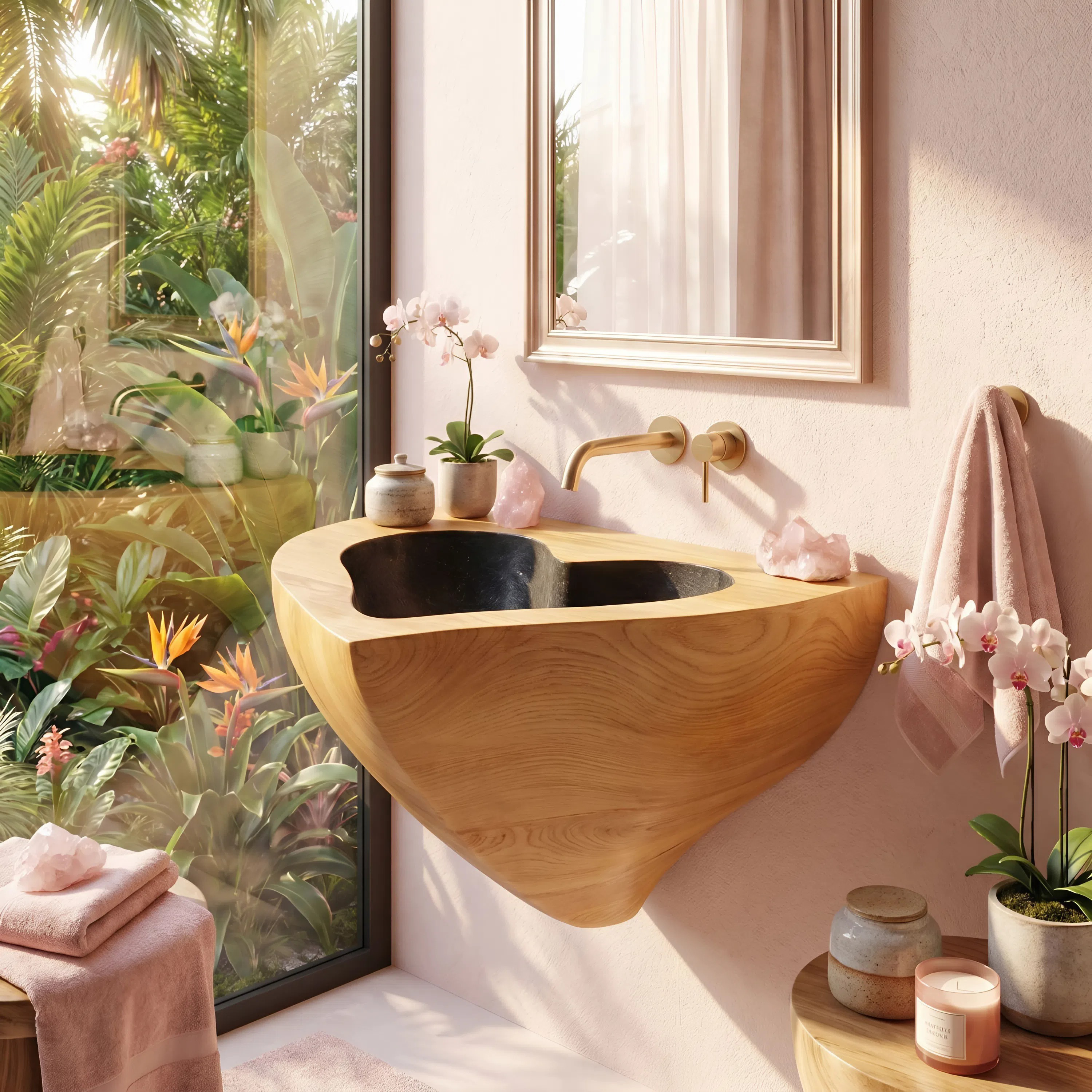 Mid Century Solid Wood Vanity Sink For Modern Bathroom Furniture Decor SILDTTNVS053