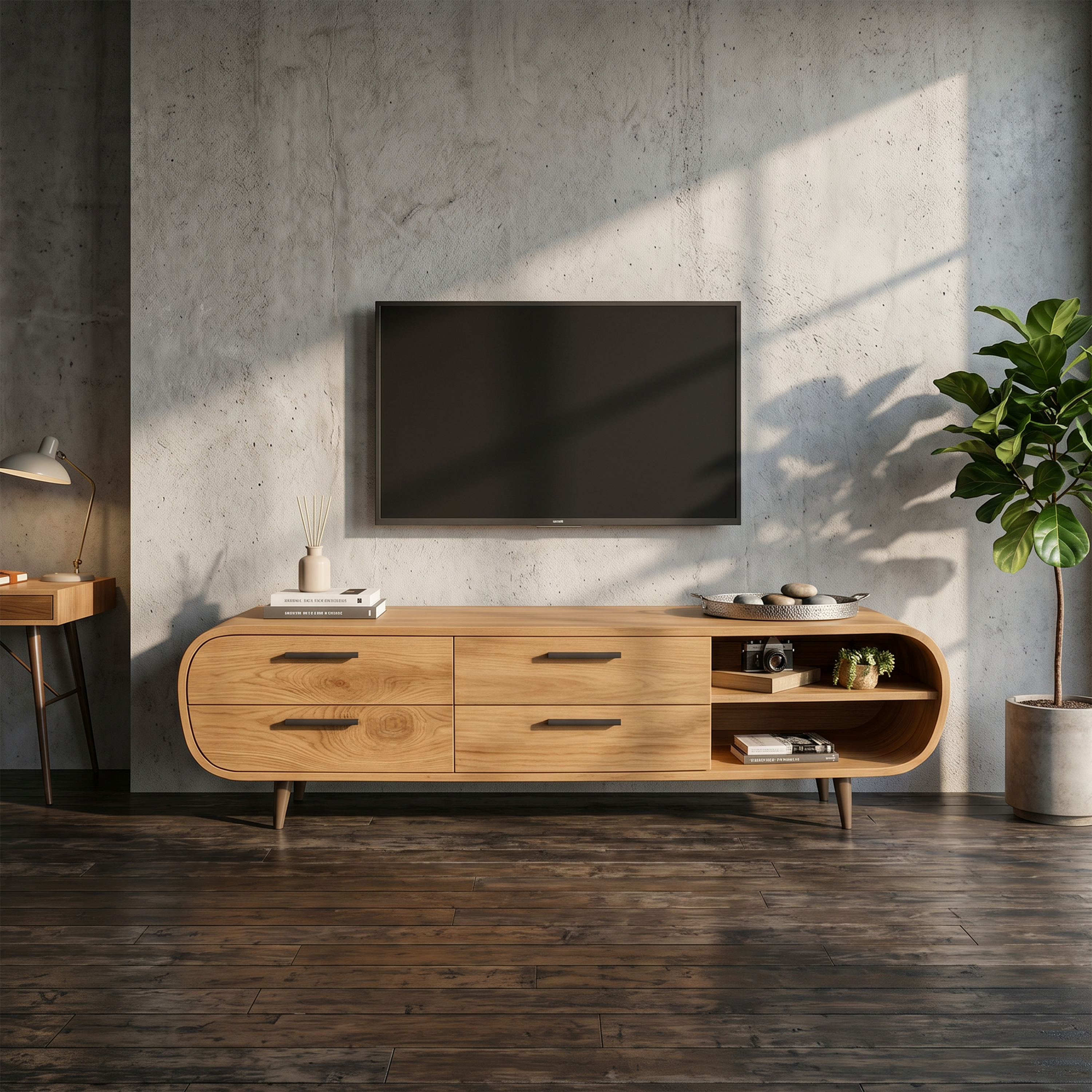 Warm Minimalist Wooden TV Console For Modern Luxury Interior SILDTTRTVC104