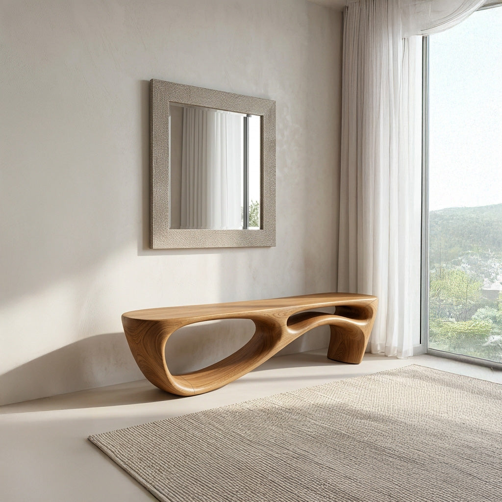 Modern Organic Natural Wood Bench For Entryway Decor RTTHHNCHR135