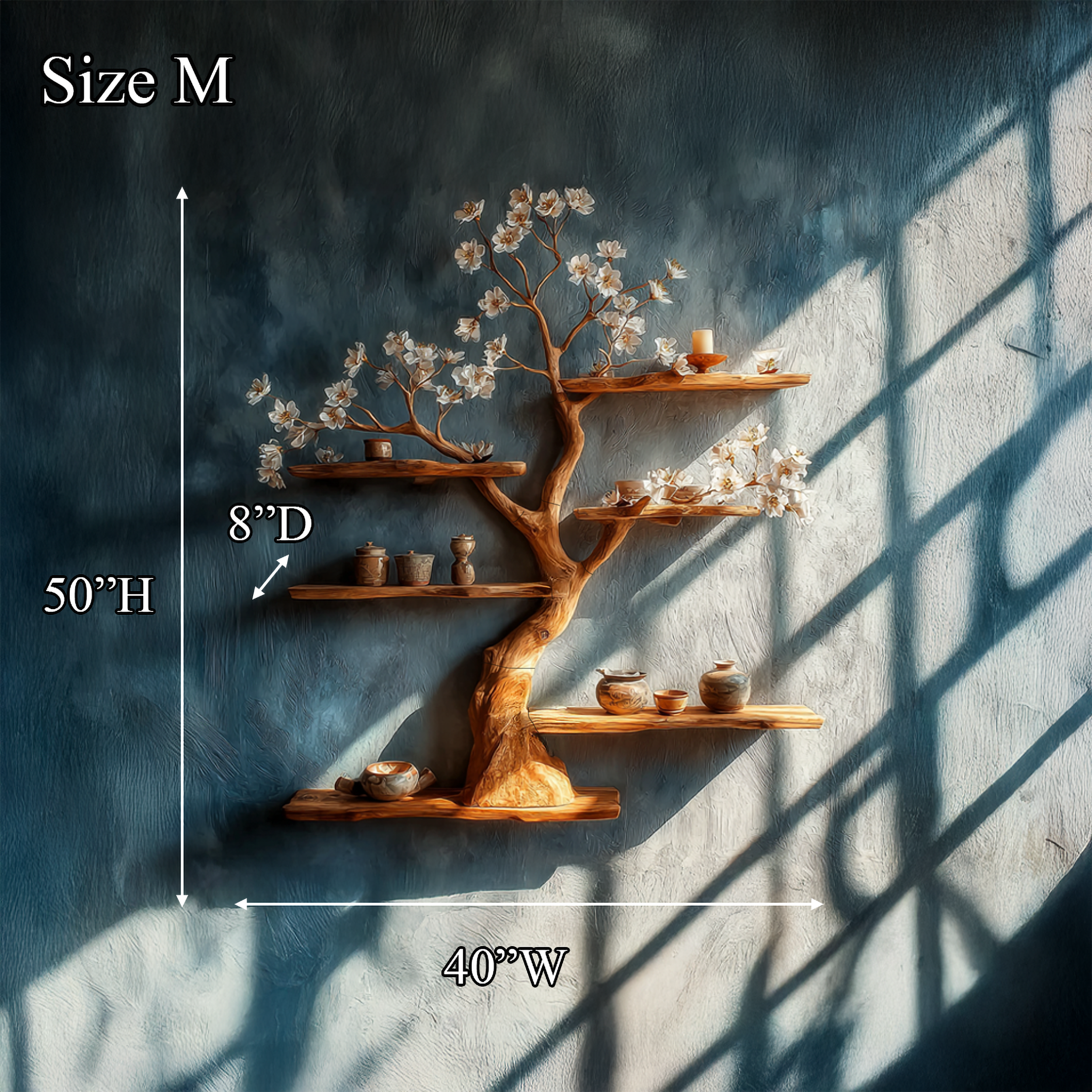 Rustic Wooden Tree Shelf Floating Wall Display Living Decor SINLSATBS078