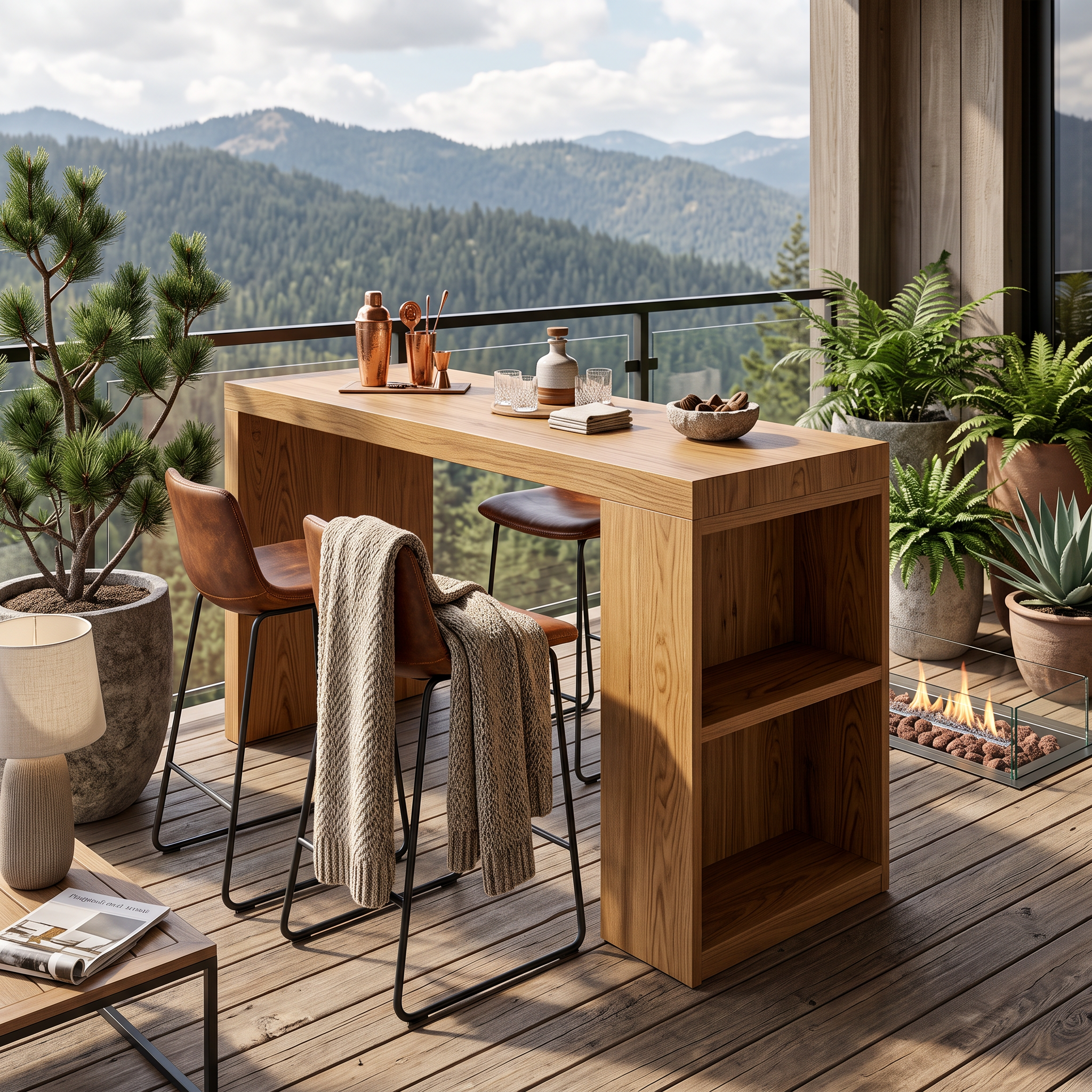 Tropical Live Edge Bar Table For Balcony Or Outdoor Patio SITHTTBTA002