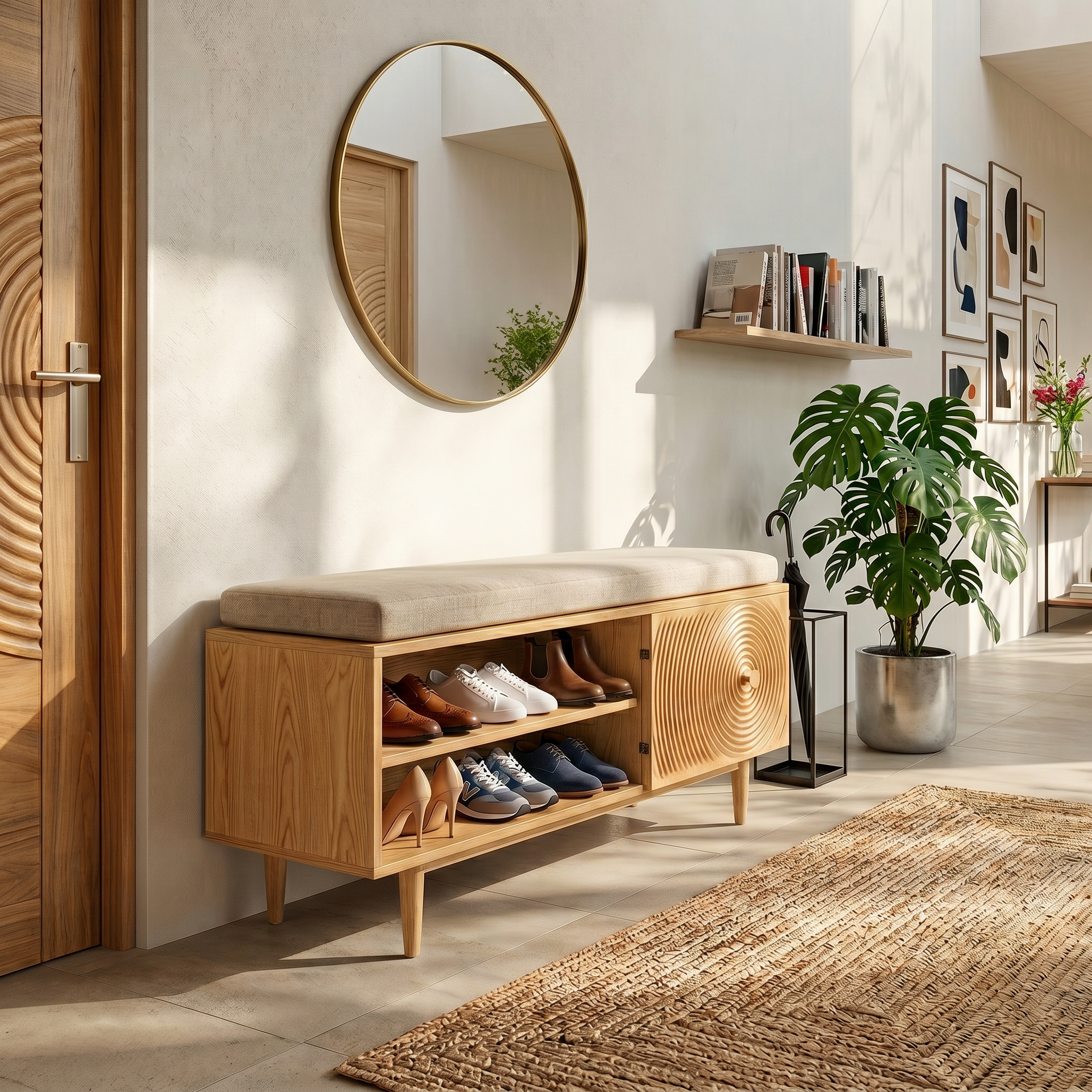 Modern Shoe Storage Cabinet For Condo Entryway Hallway Placement SILDTTRSHB032