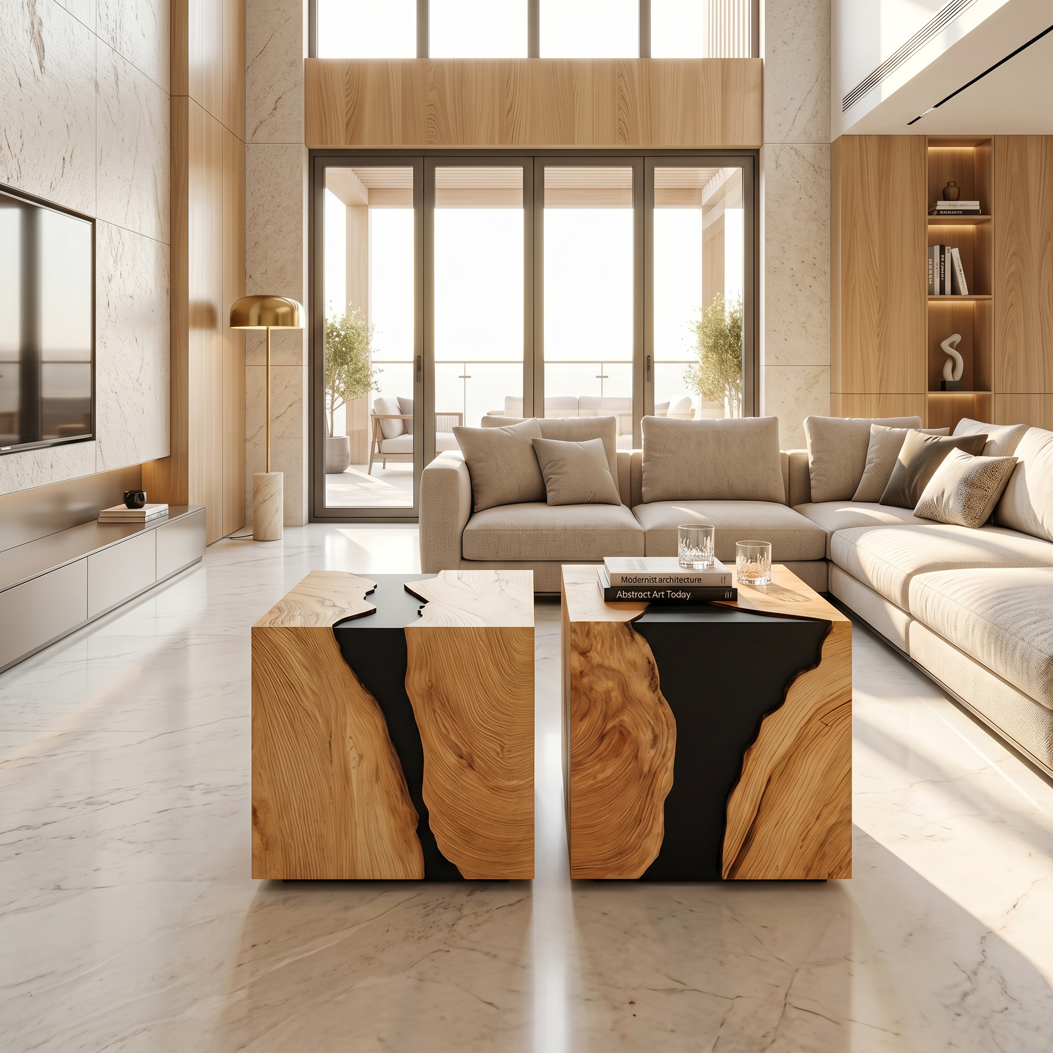 Modern Solid Wood Cube Coffee Table For Furniture Decor SILDTTNCF043