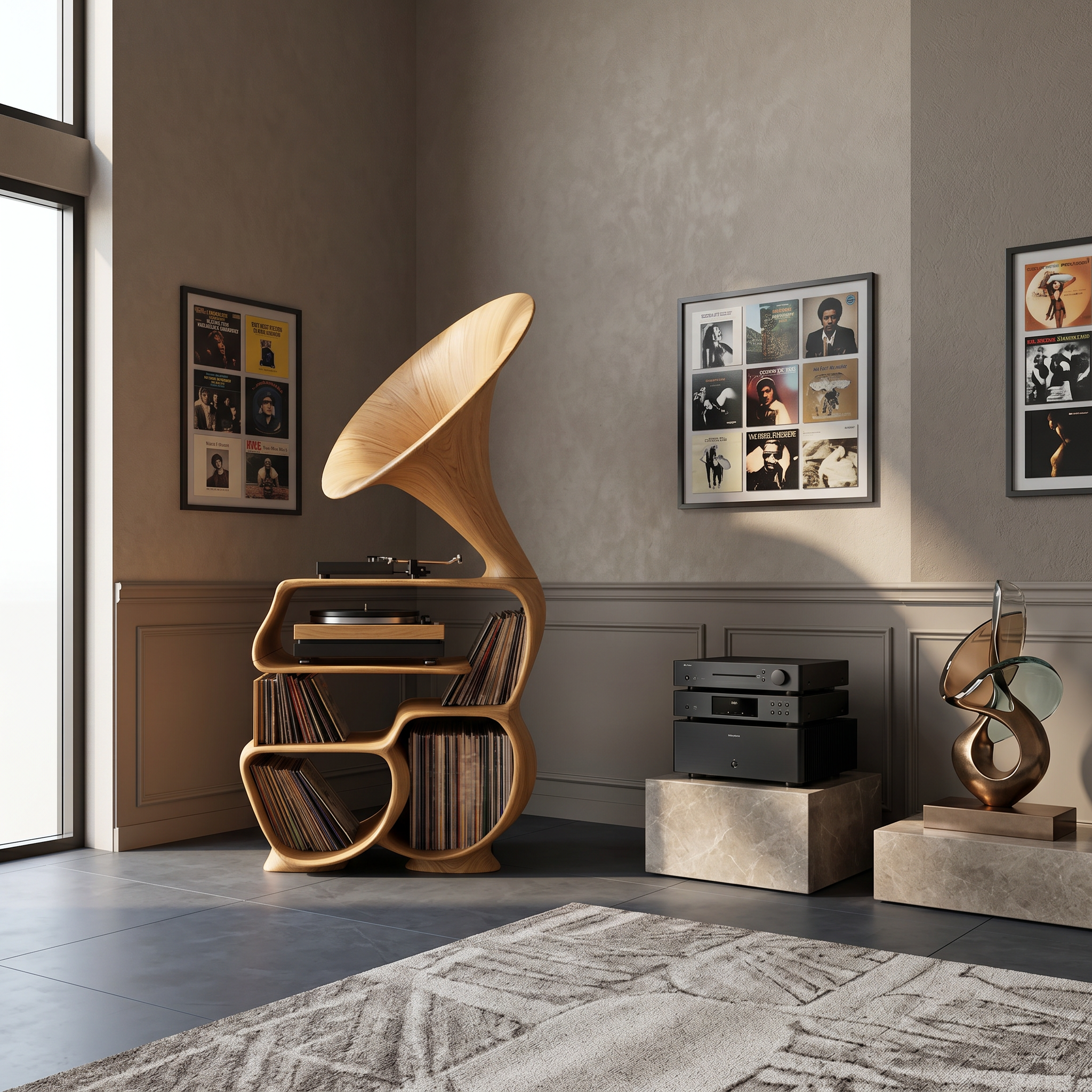 Mid Century Record Player Stand For Bedroom Decor SILDTTRRPT010