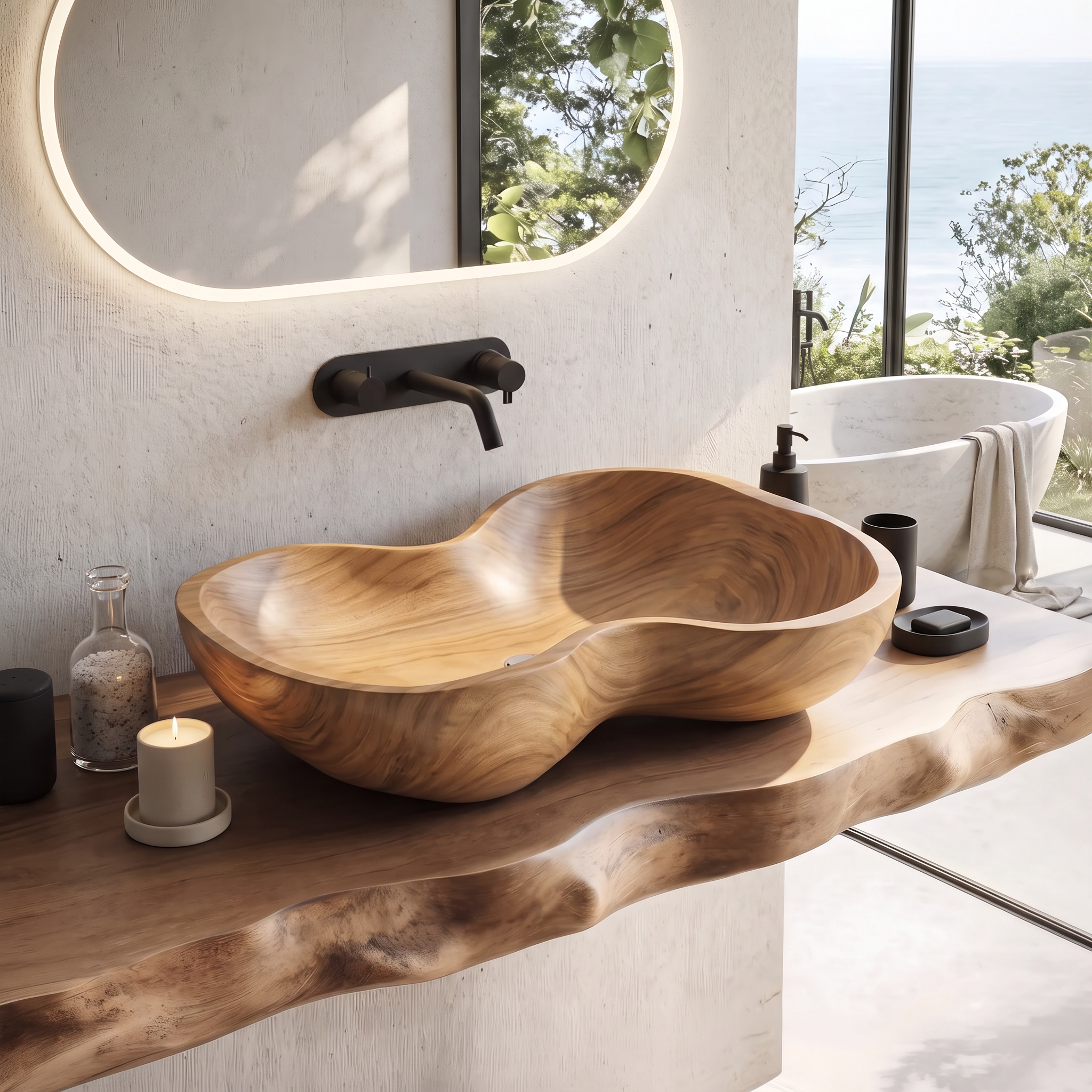 Rustic Wooden Vessel Sink For Eco Friendly Bathroom Look SILDTTRVS002