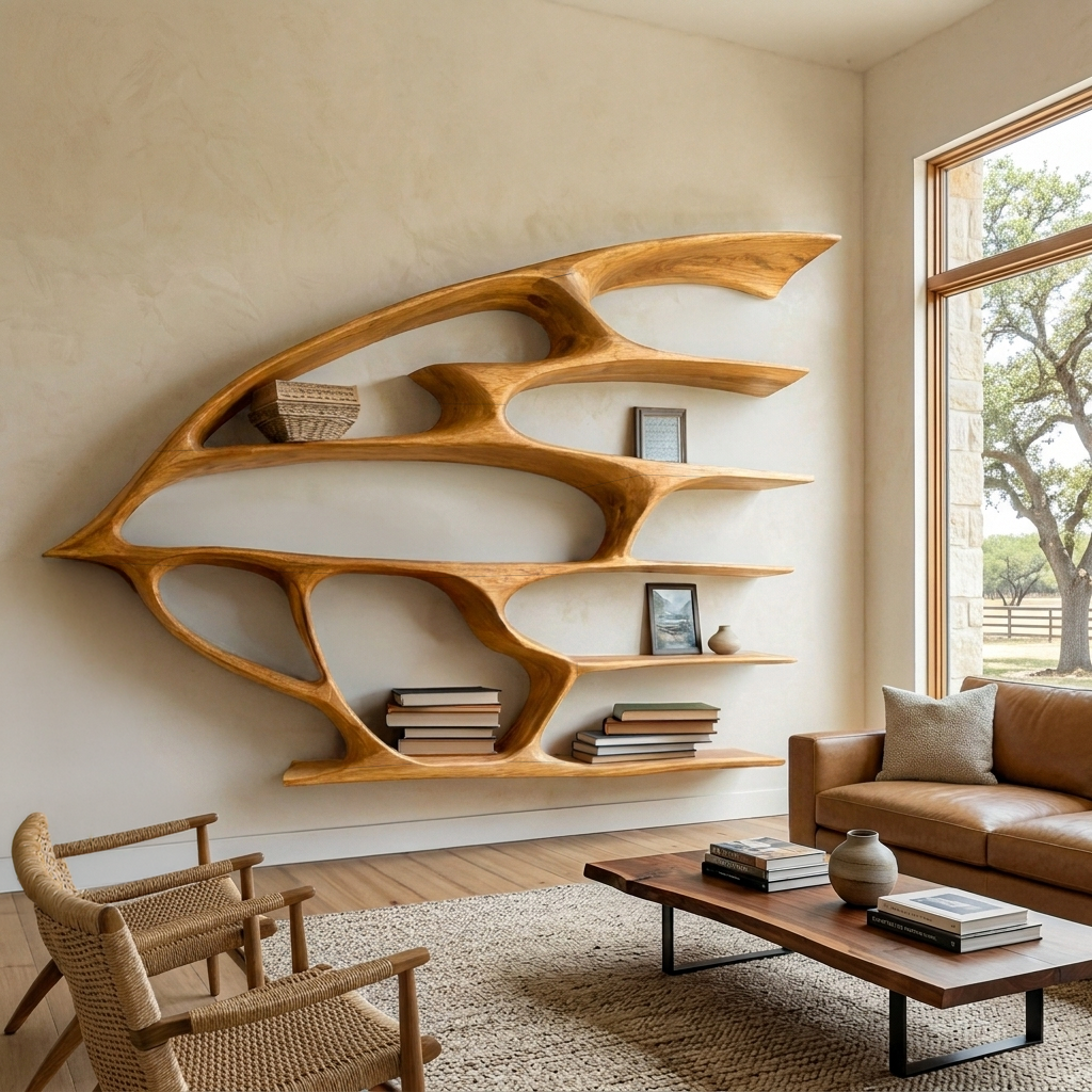Artistic Wooden Wall Bookshelf For Living Room Decor RTTHTTBS134