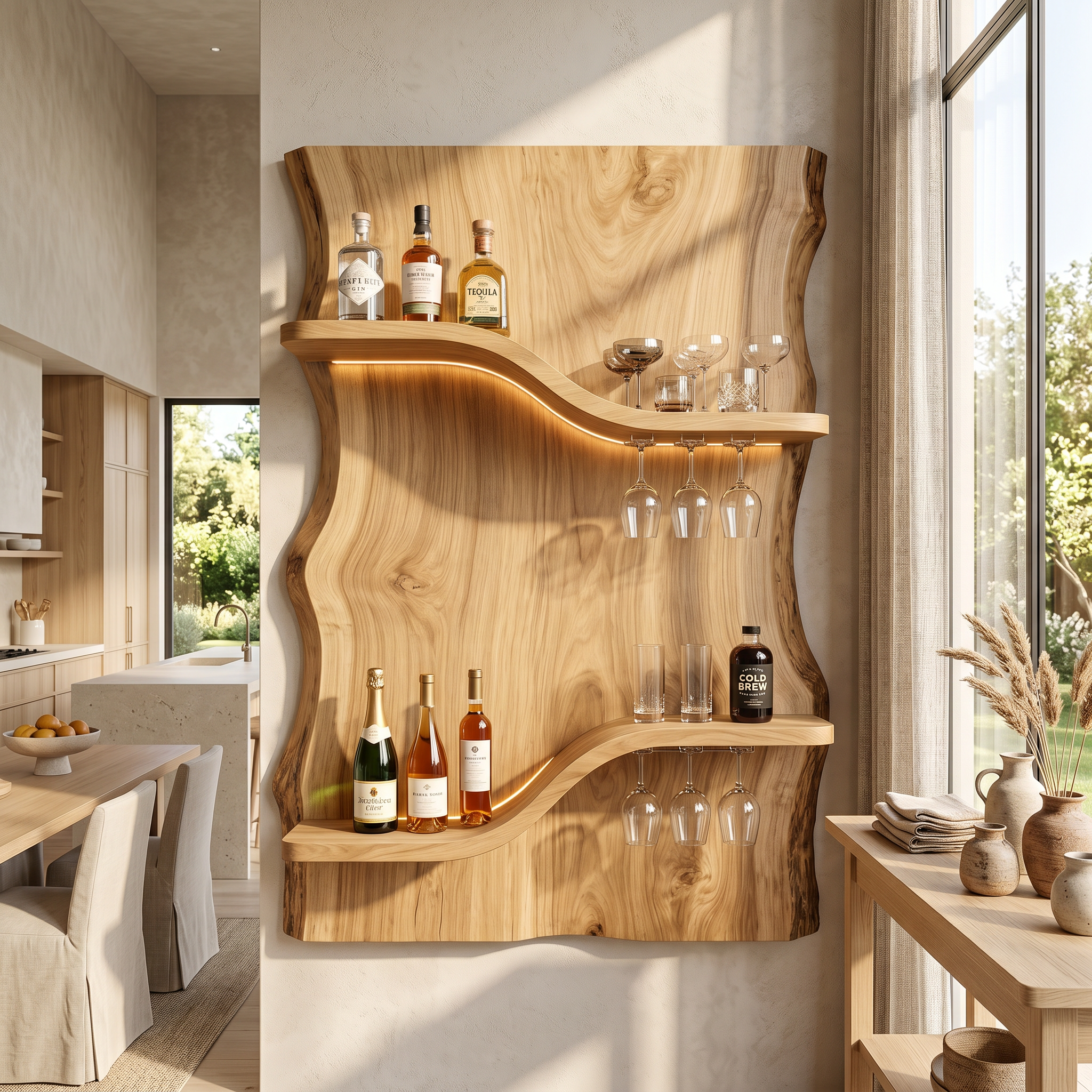 Scandinavian Multi Tier Wine Rack Shelf For Living Room SILDTTNWH023