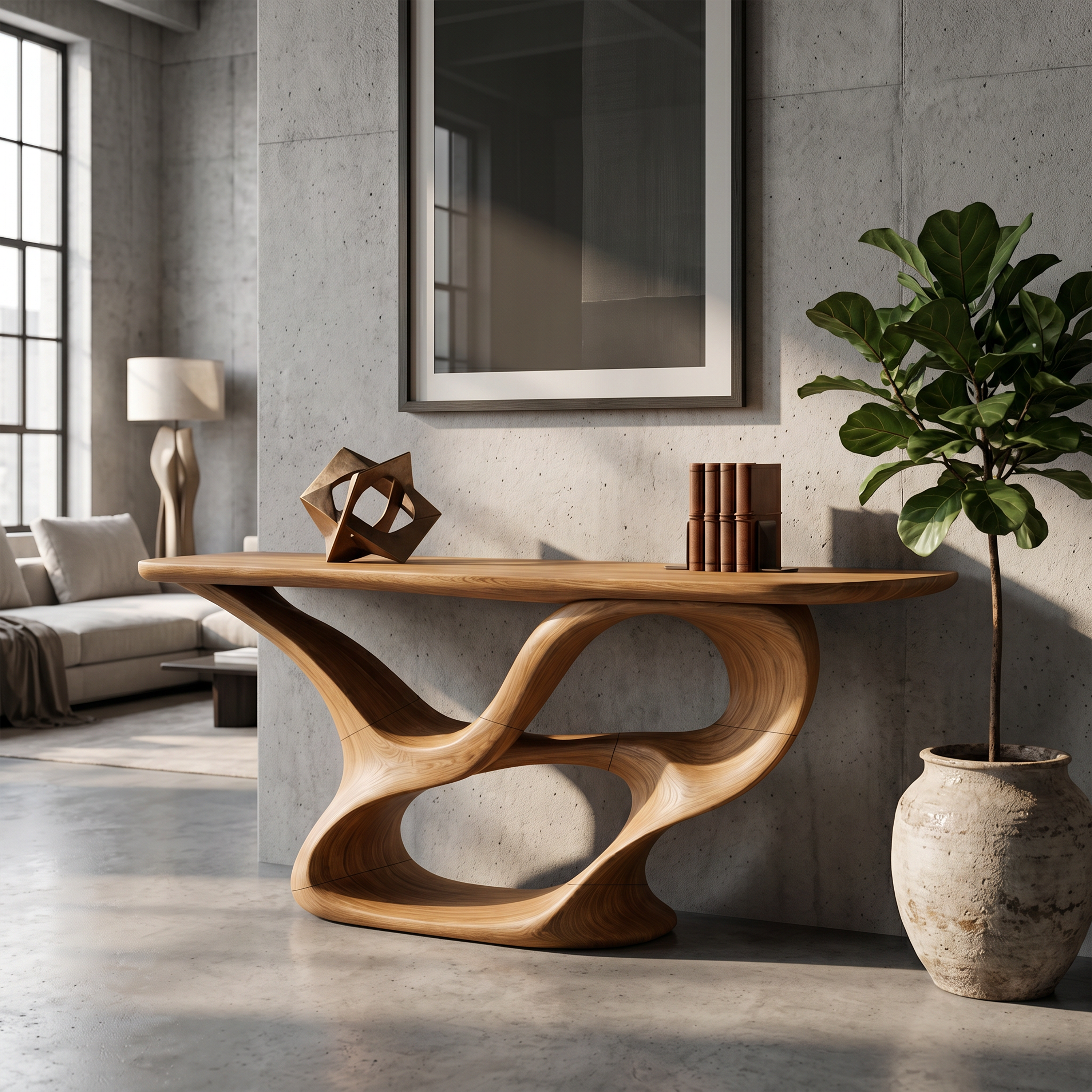 Organic Carved Console Table Contemporary Entryway SILDTTRCS084