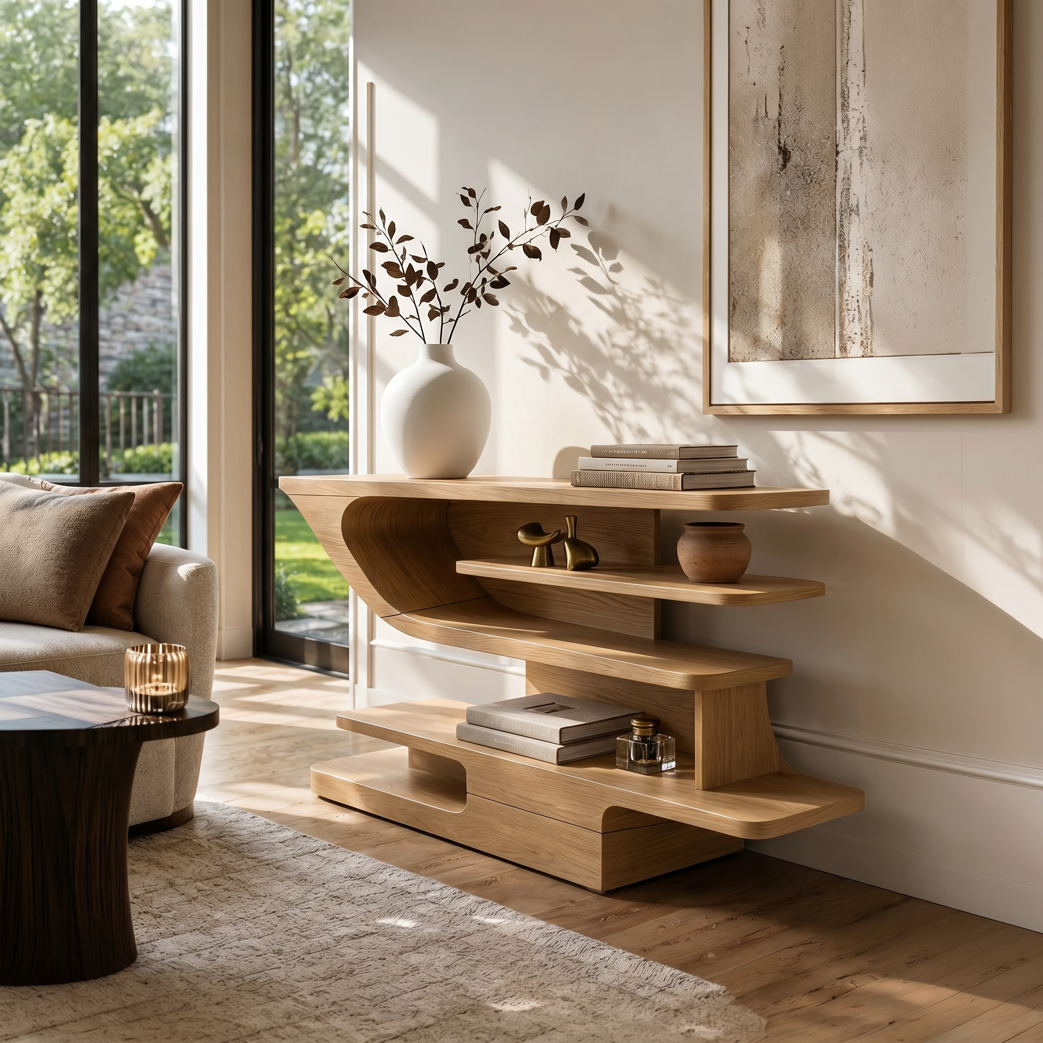 Modern Open Shelf Console Table Luxury Living Room SILDTTRCS073