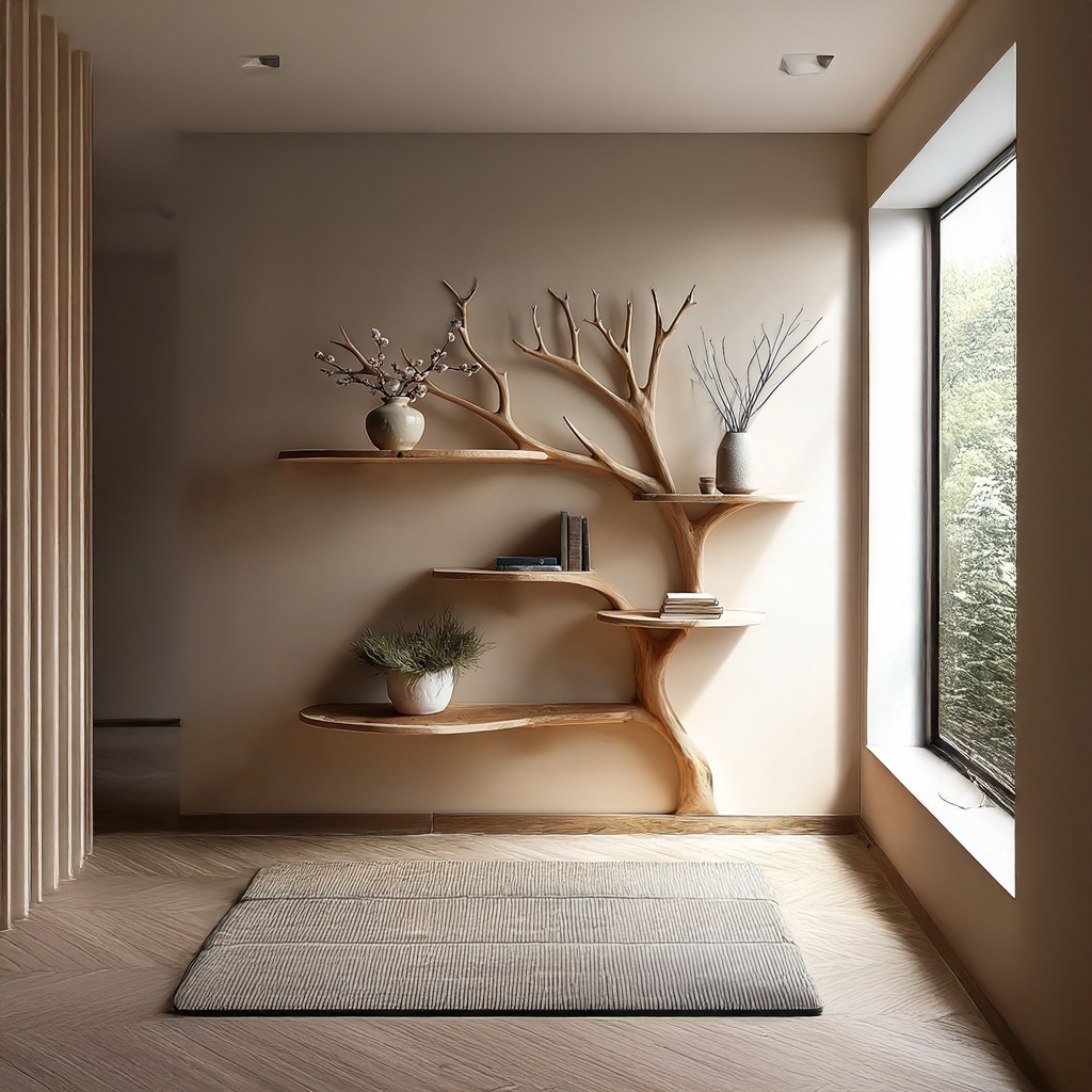 Rustic Tree Bookshelf Wall Living Room SINLSATB200