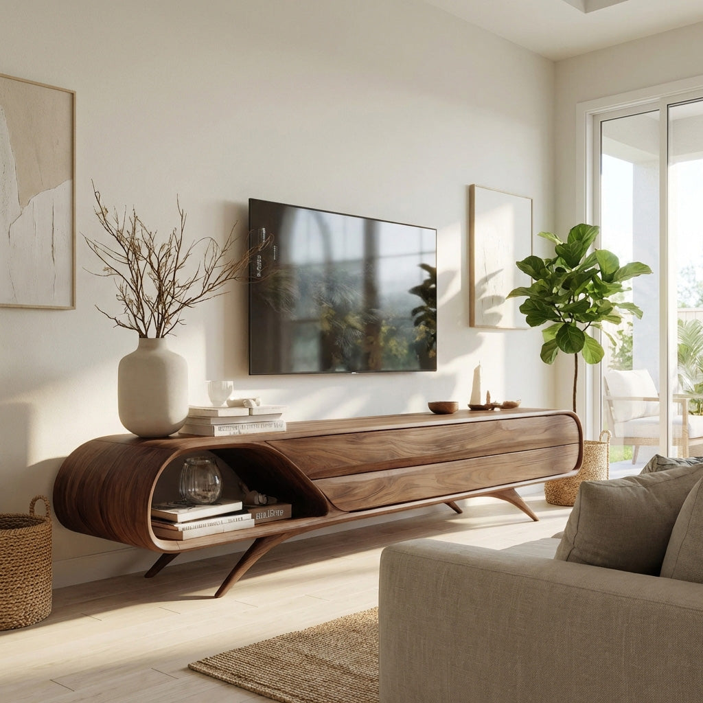 Mid Century Modern Wood TV Console For Living Room RTTHHNTVC083