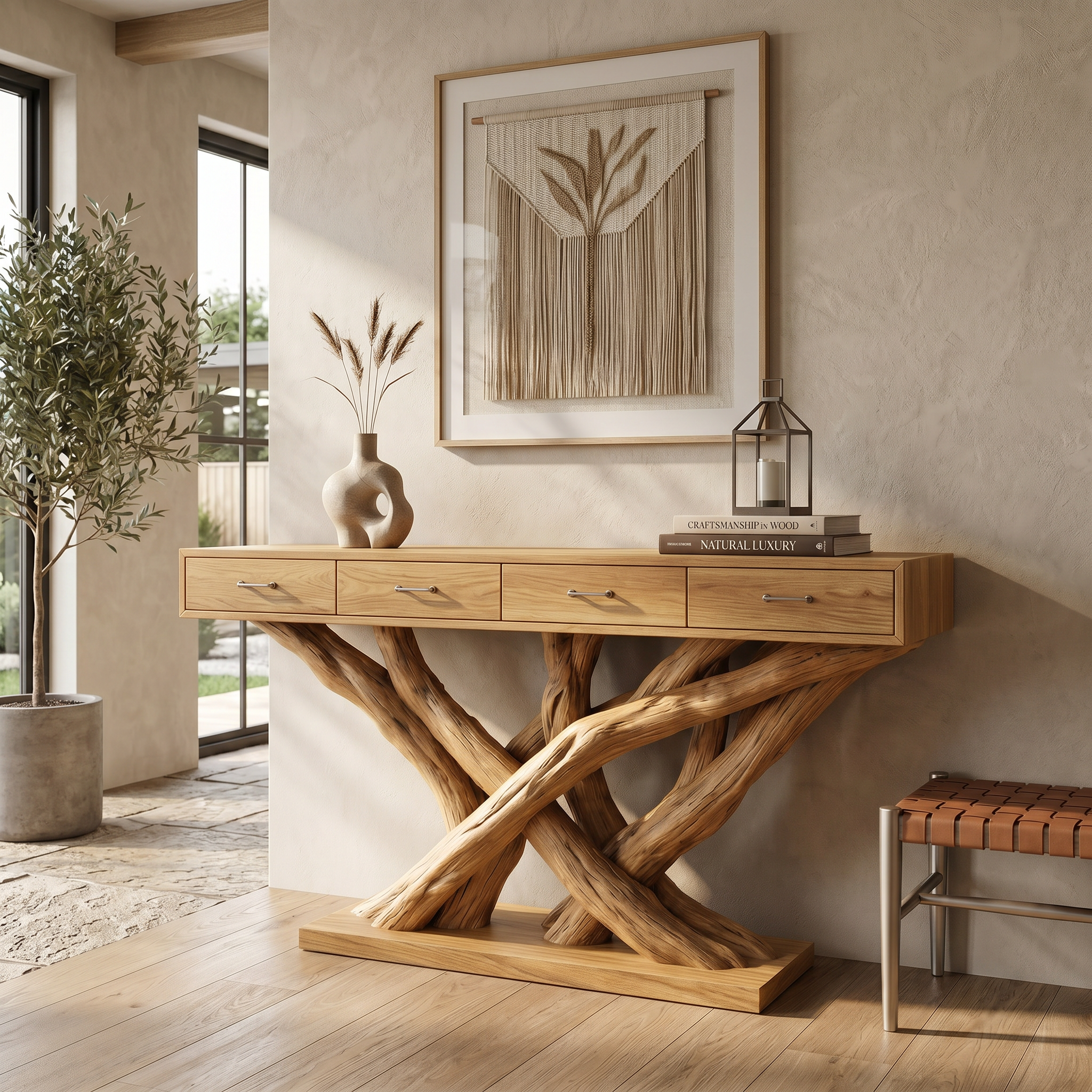 Organic Modern Twisted Root Console Table Luxury Entryway SILDTTRCS086