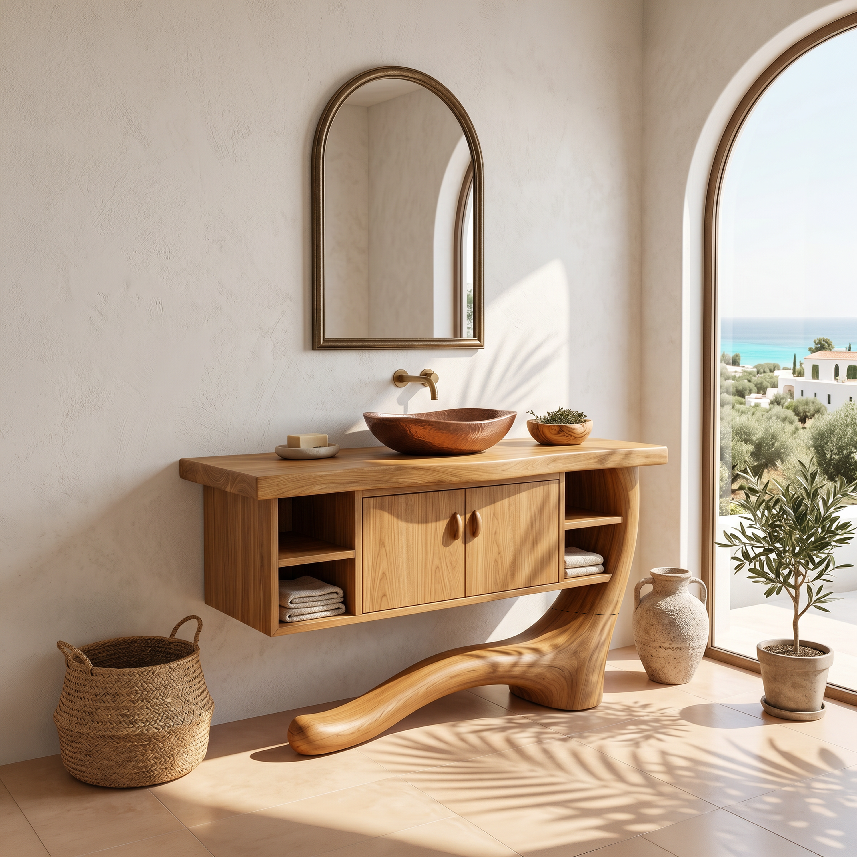 Minimalist Floating Vanity With Side Shelf For Apartment SILDTTNBRV059