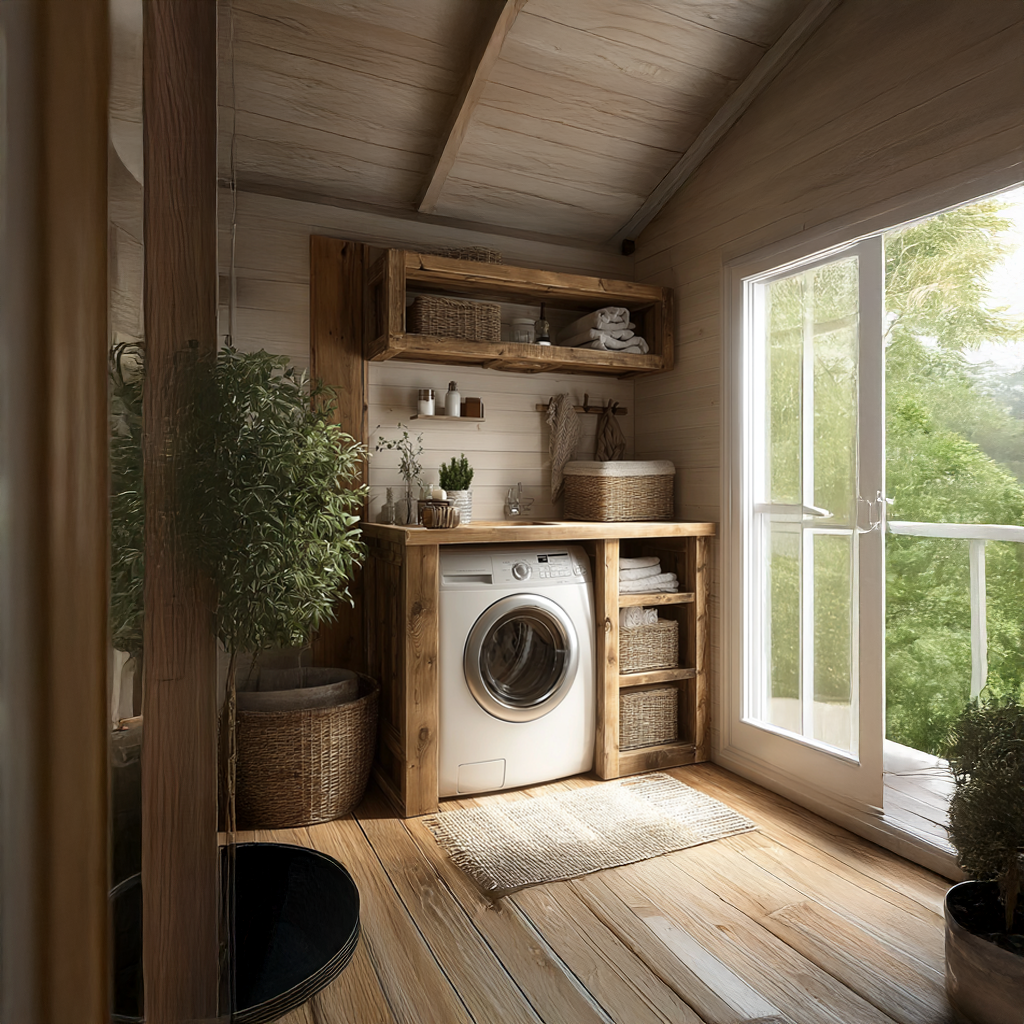 Laundry Nook Shelf Solid Wood Rustic Style Gift SINLSALN001