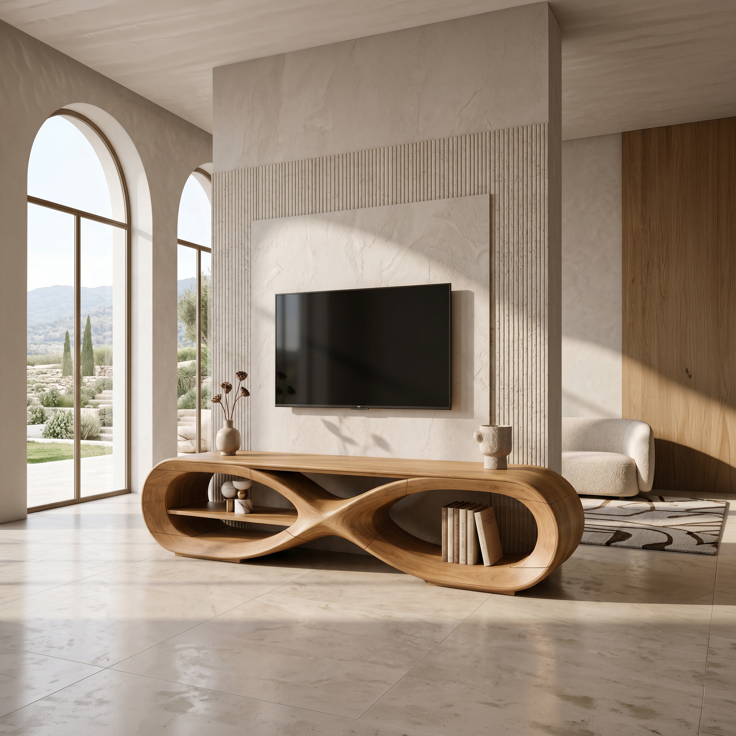 Mid Century Sculptural TV Console For Lounge Space SILDTTNTVC138