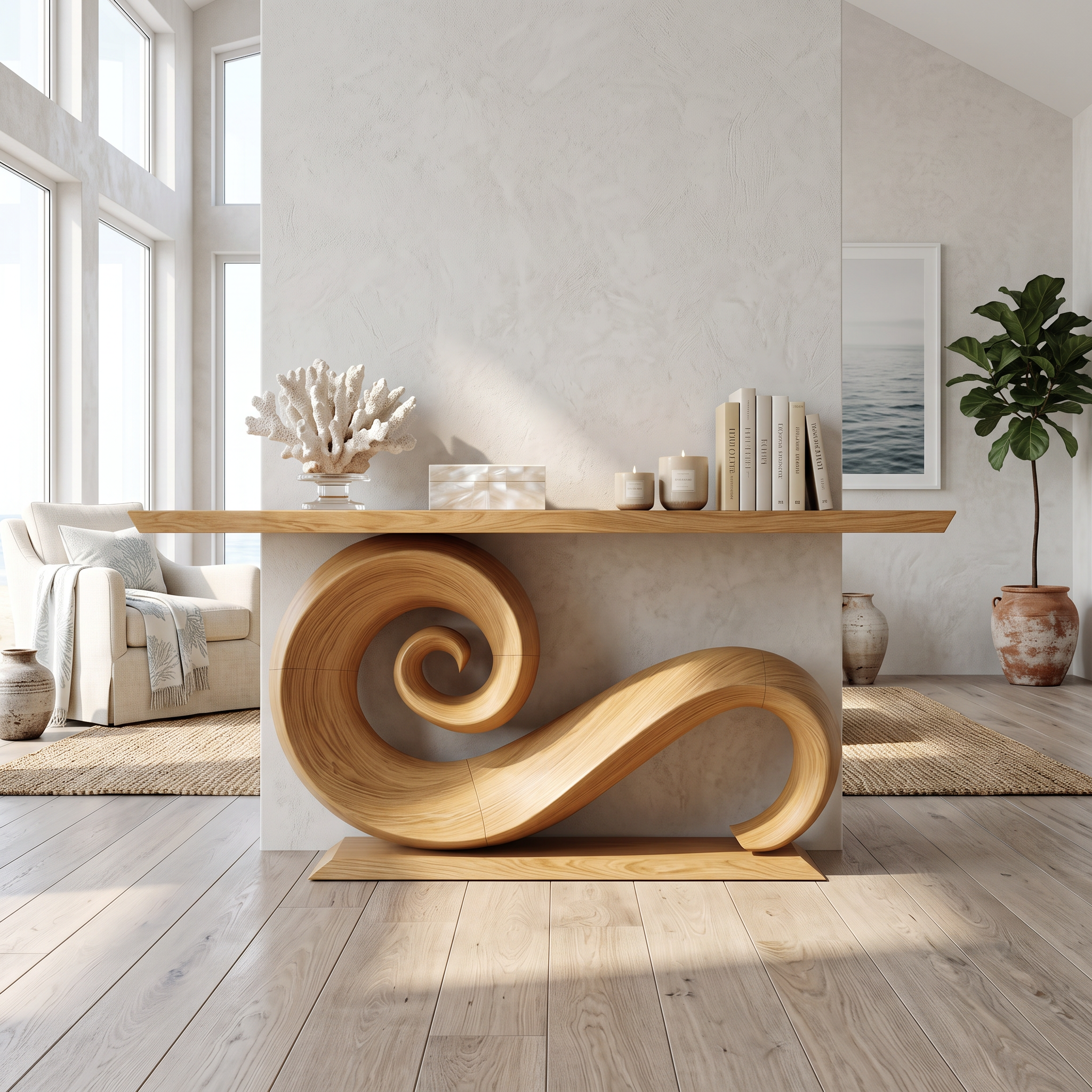 Modern Solid Wood Console Table Organic Live Edge For Entryway Design SILDTTNCS088
