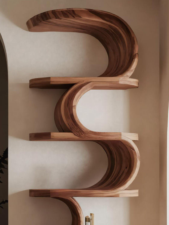Modern Curved Bookshelf For Living Room Or Office Storage SITHHNBS028
