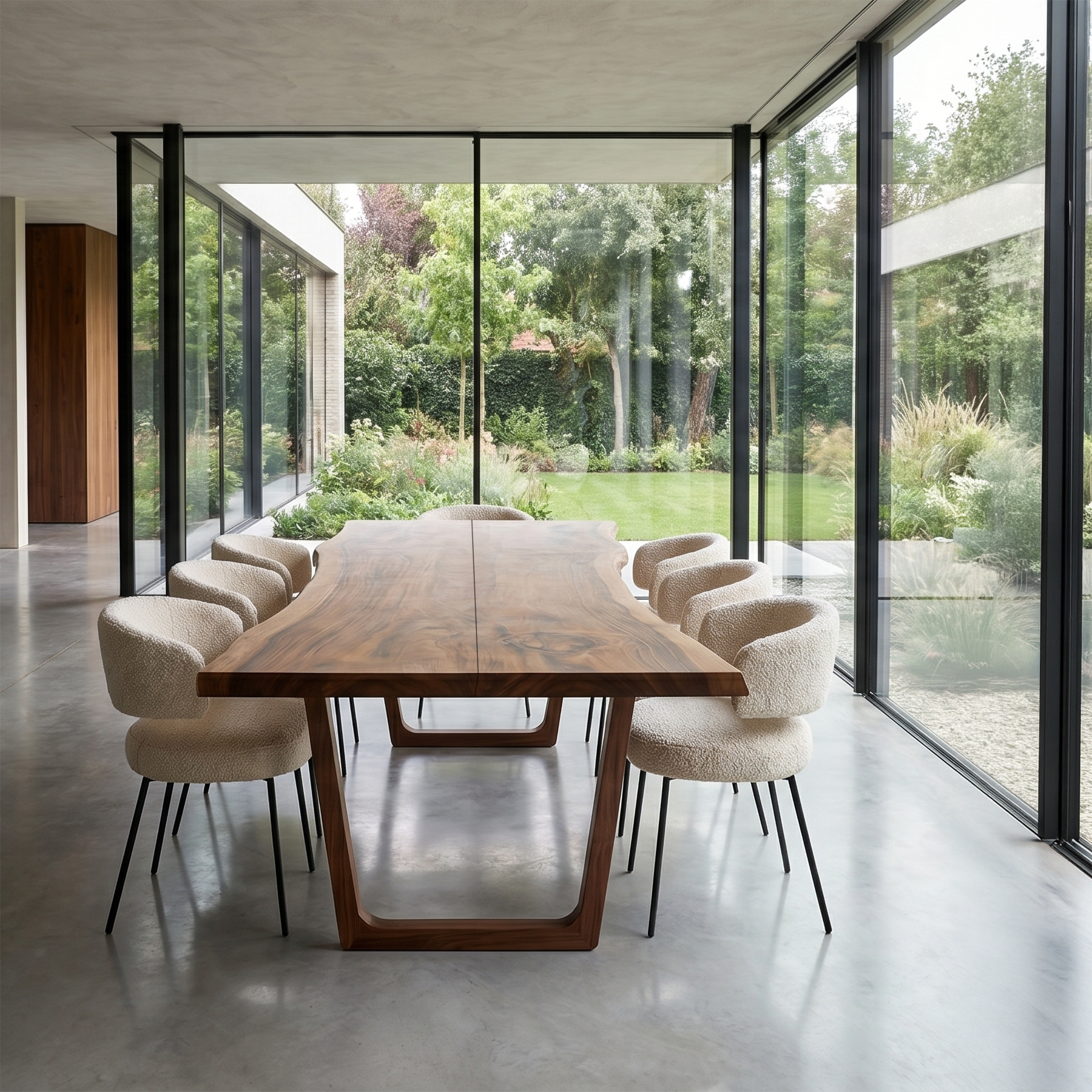 Organic Live Edge Dining Table With U Shaped Wood Legs For Dining Room SINLSADT187