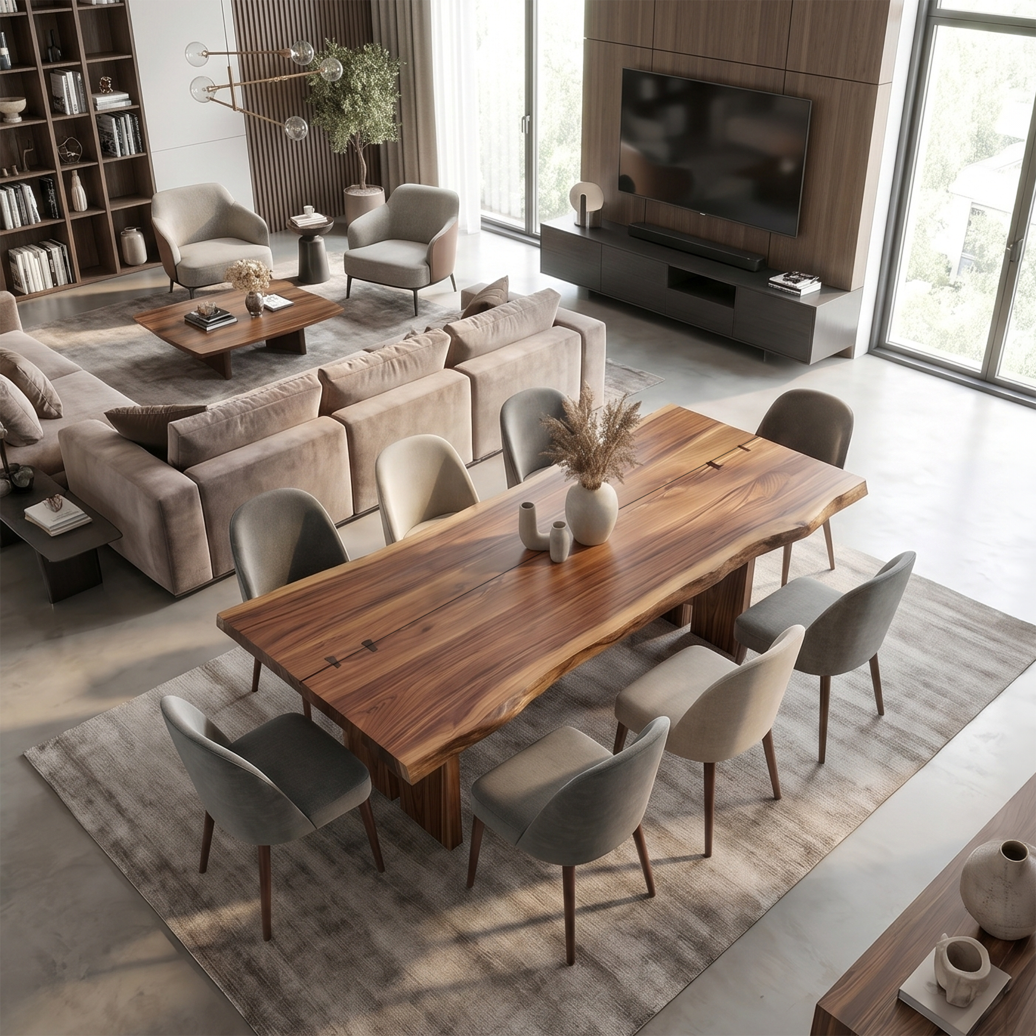 Sculptural Dining Table With Chunky Pedestal Base For Dining Room SINLSADT193