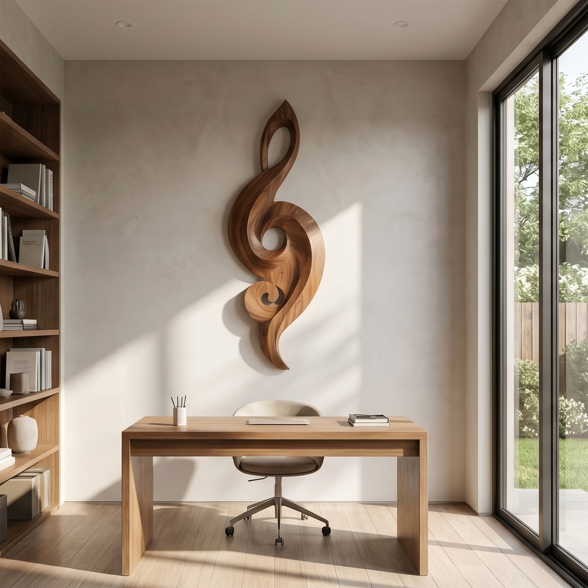 Minimalist Music Note Wooden Wall Art For Living Room SINLSAWD080