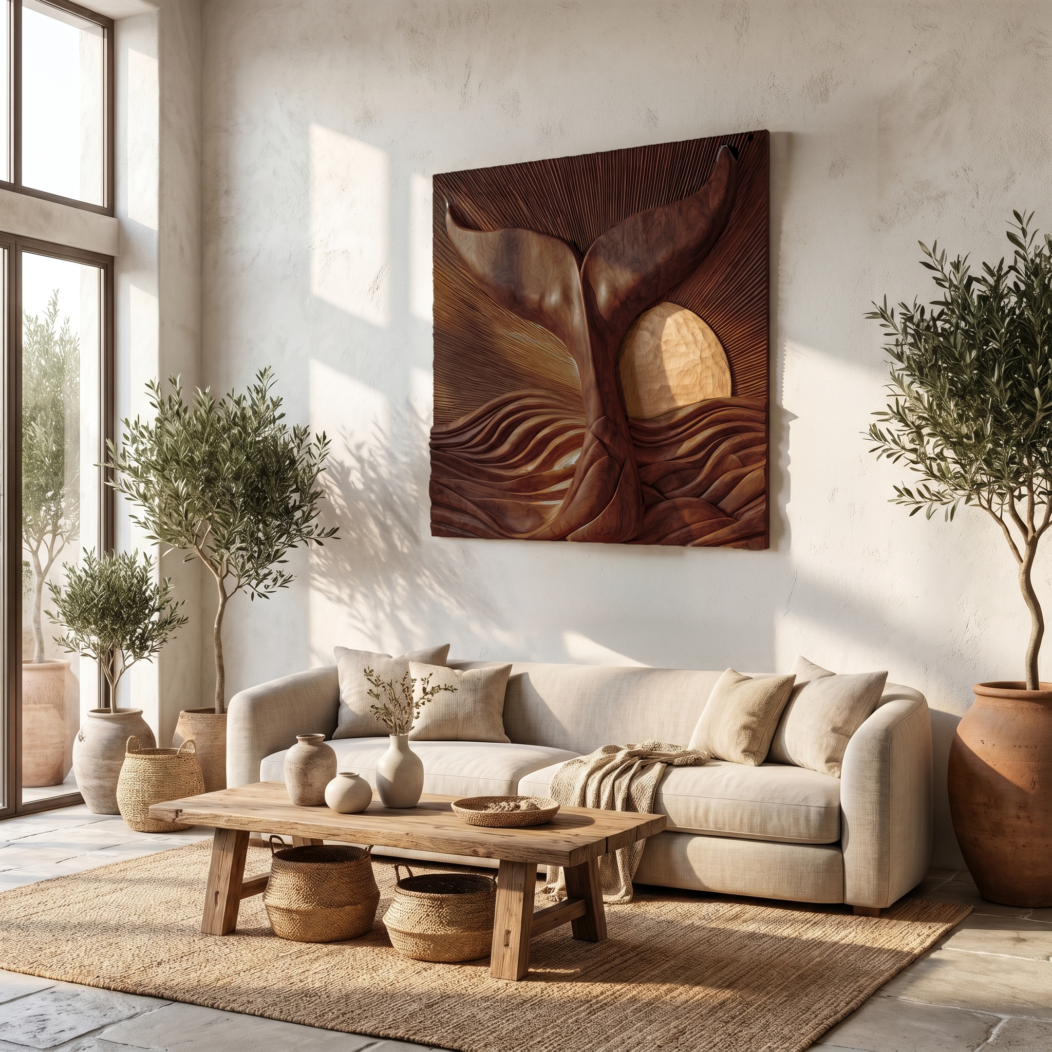 Abstract Botanical Wall Art Panel For Living Room And Entryway SINLSAWD088