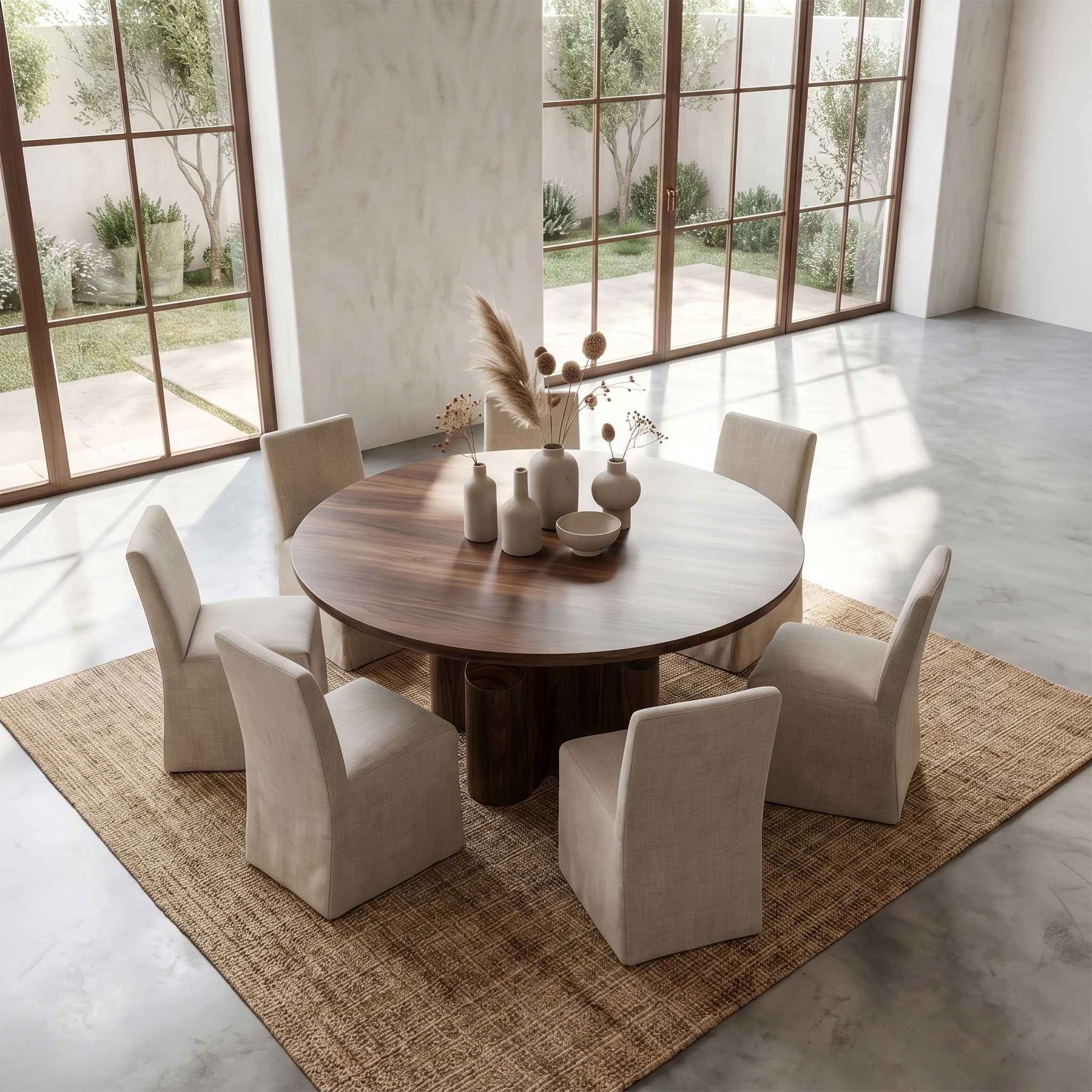 Contemporary Foyer Table With Sculptural Solid Wood Pedestal Base For Entryway And Hallway SINLSAFT037