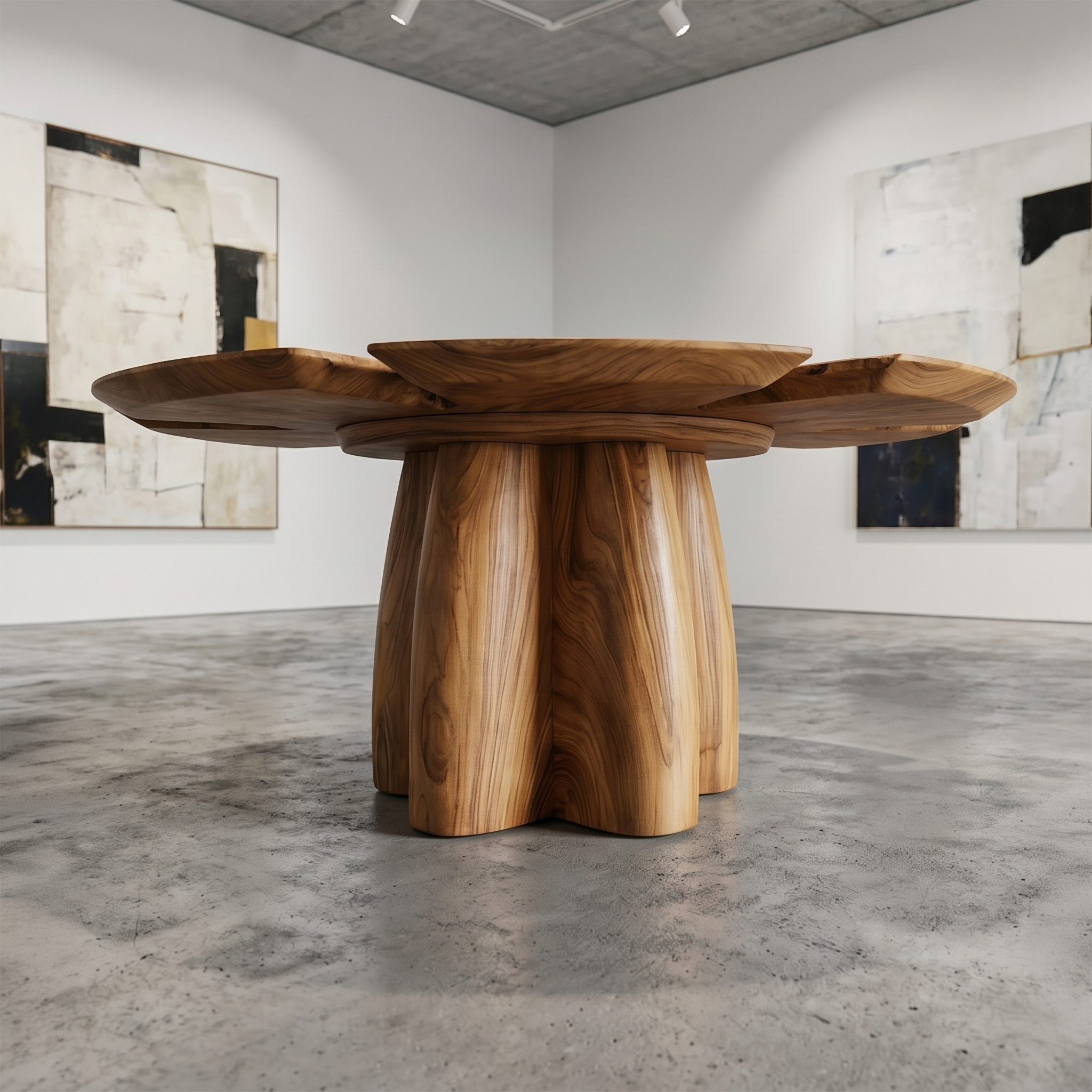 Modern Foyer Table With Sculptural Solid Wood Pedestal Base For Entryway And Hallway SINLSAFT040