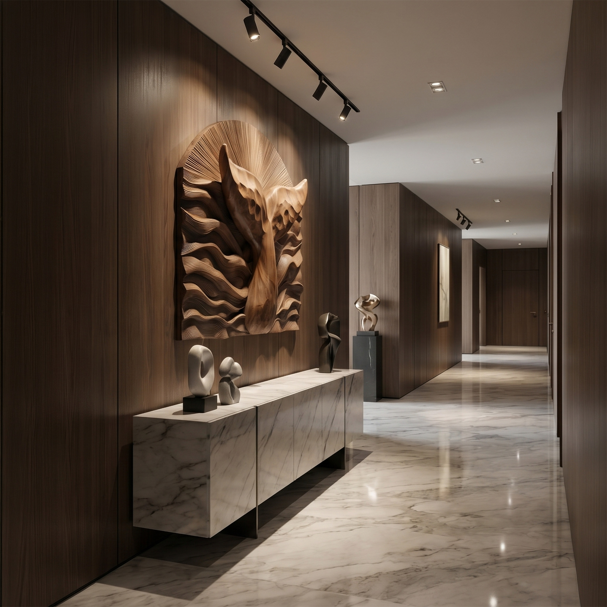 Abstract Wall Art With Sculptural Relief Panel Design For Living Room And Entryway SINLSAWD095