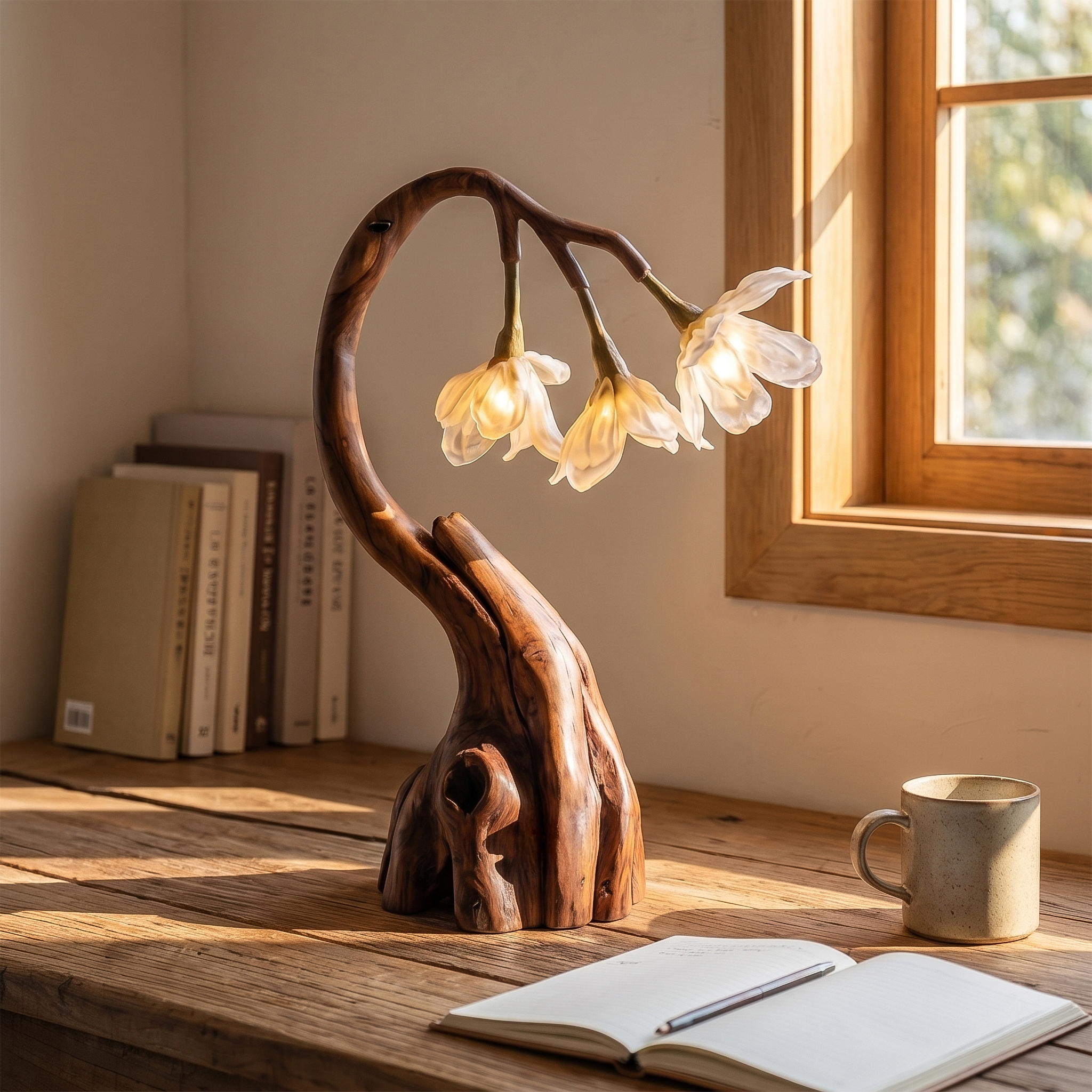 Rustic Tree Branch Table Lamp With Sculptural Wood Base For Living Room And Bedroom SINLSATL001