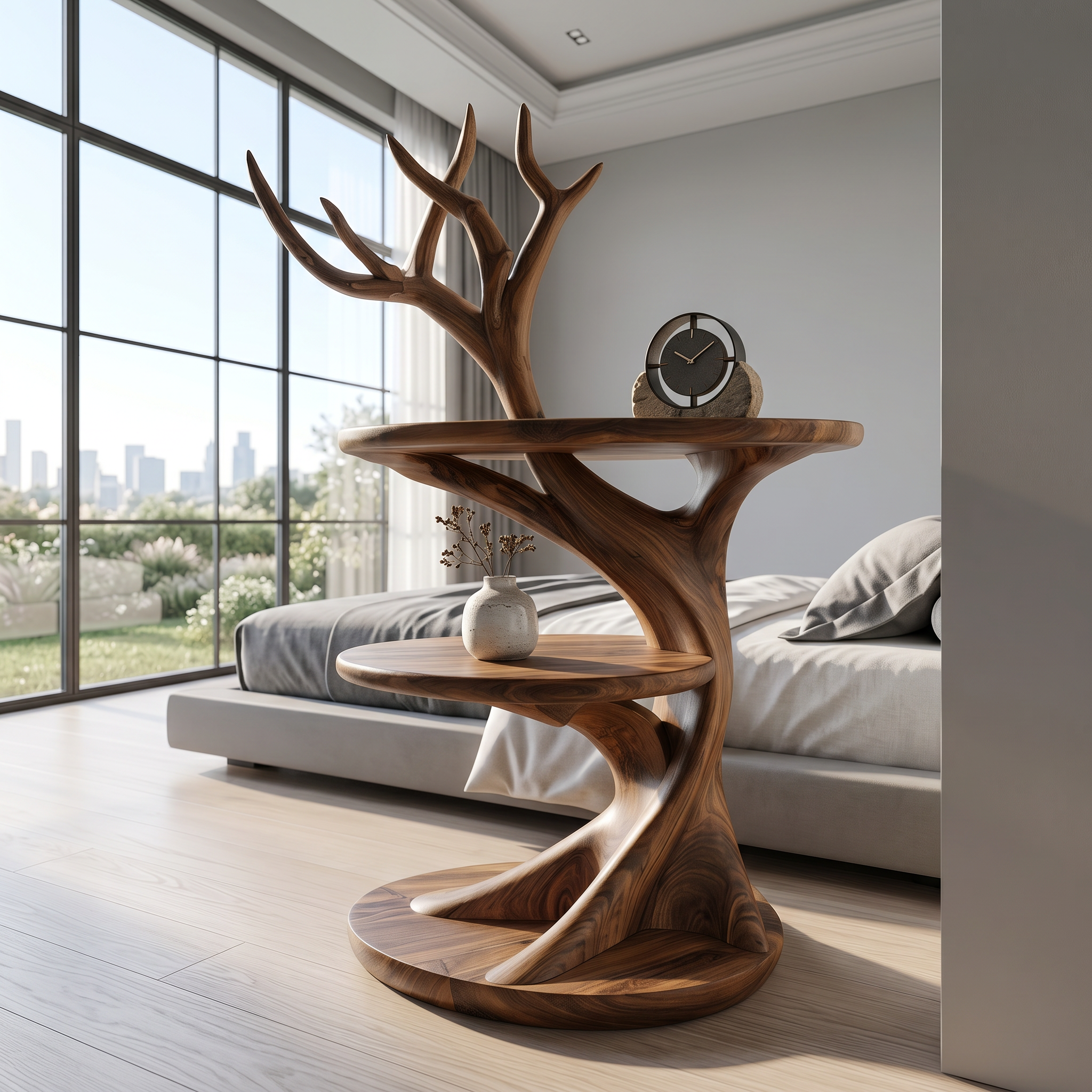 Organic Bedside Table With Sculptural Tree Branch Form For Bedroom And Reading Nook SINLSABT269