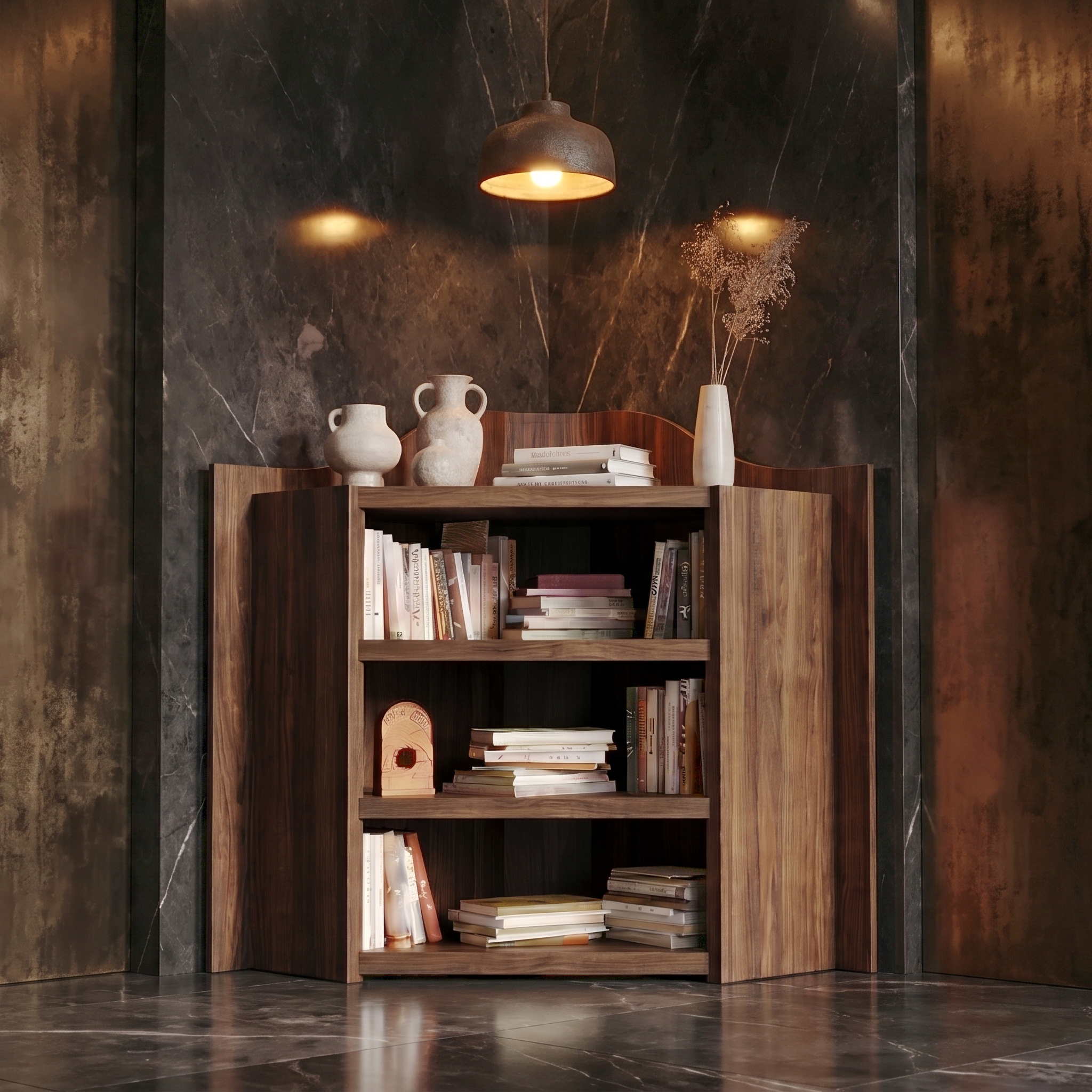 Natural Wooden Bookshelf With Open Shelves And Simple Storage Design For Living Room And Bedroom SINLSABS029