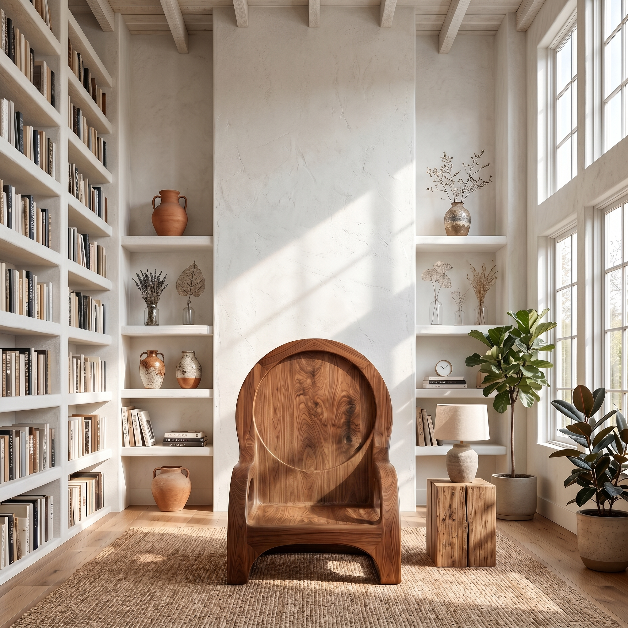 Organic Wooden Accent Chair For Living Room SINLSA007