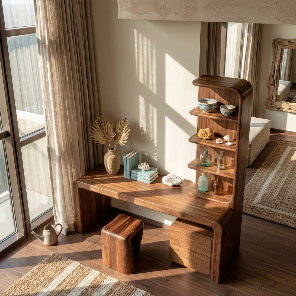 Modern Desk With Built In Storage Shelves And Drawers For Home Office SINLSADK149