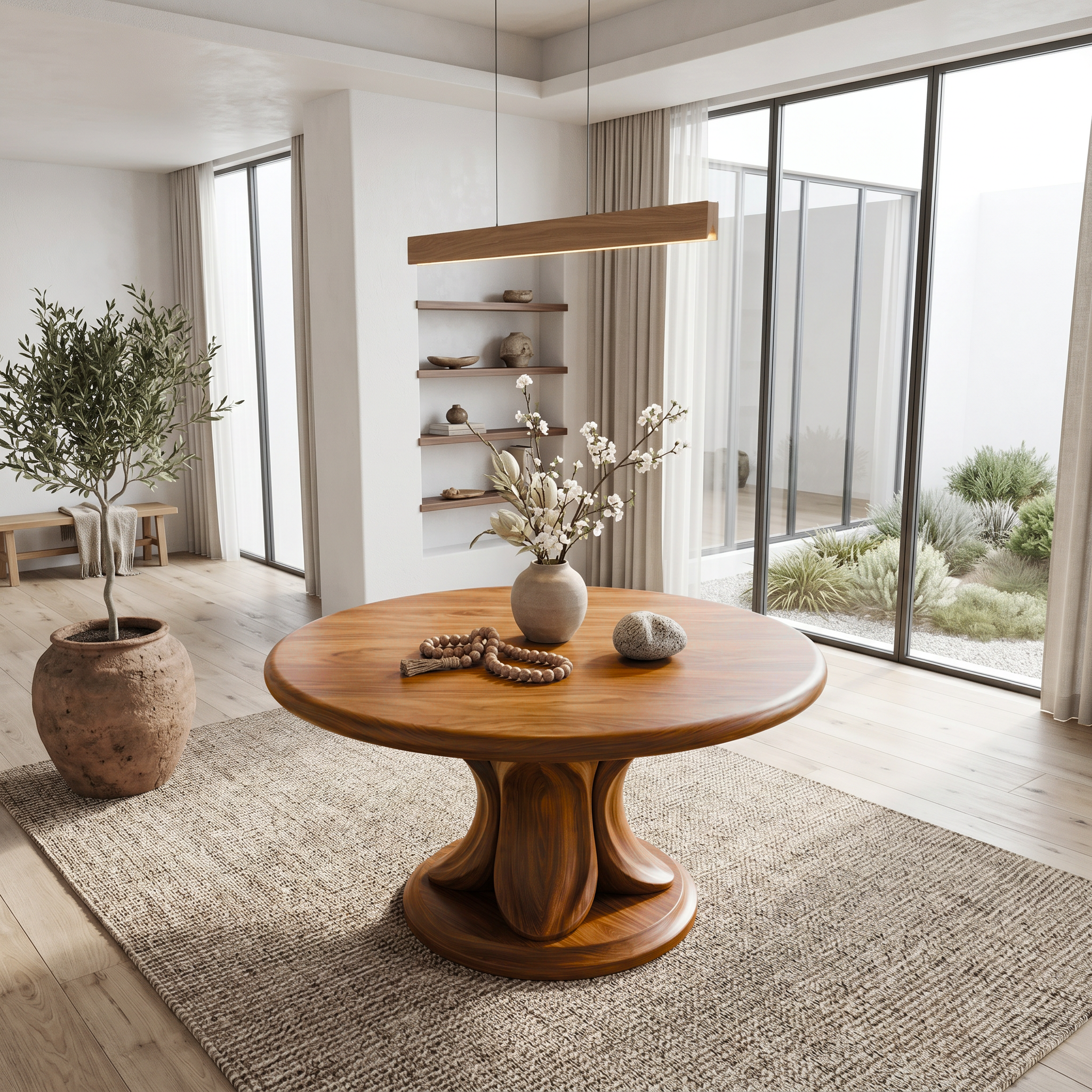 Modern Round Console Table With Twisted Architectural Form For Entryway And Living Room SINLSAFT053