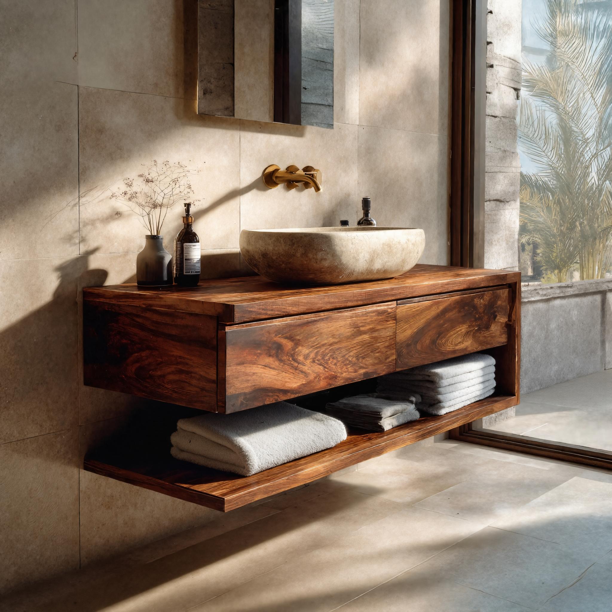 Contemporary Wall Mounted Wood Bathroom Vanity For Bathroom RTTHHNBRV008