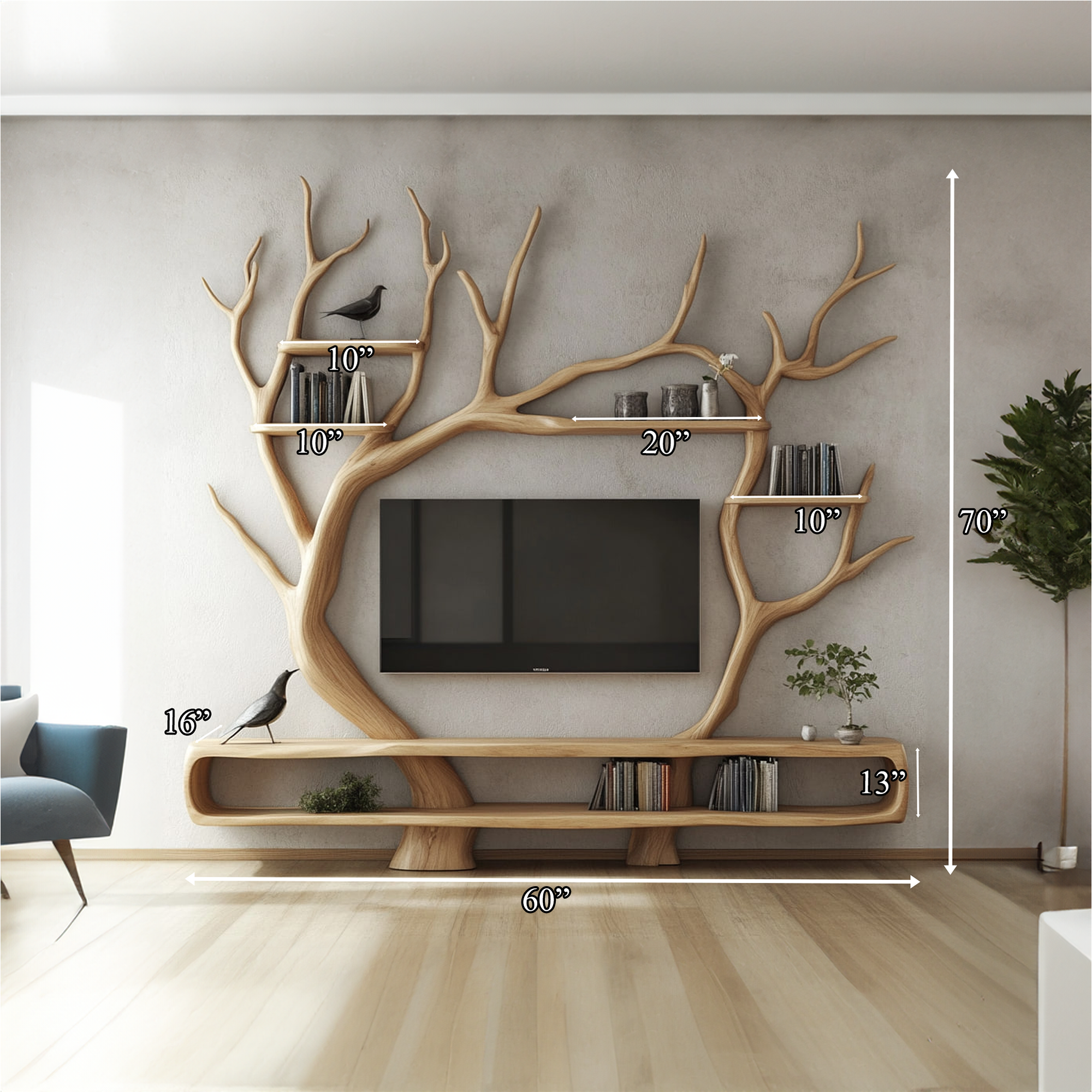 Custom Tree TV Cabinet Decor Living Room Wall Art Gift SINLKITB342