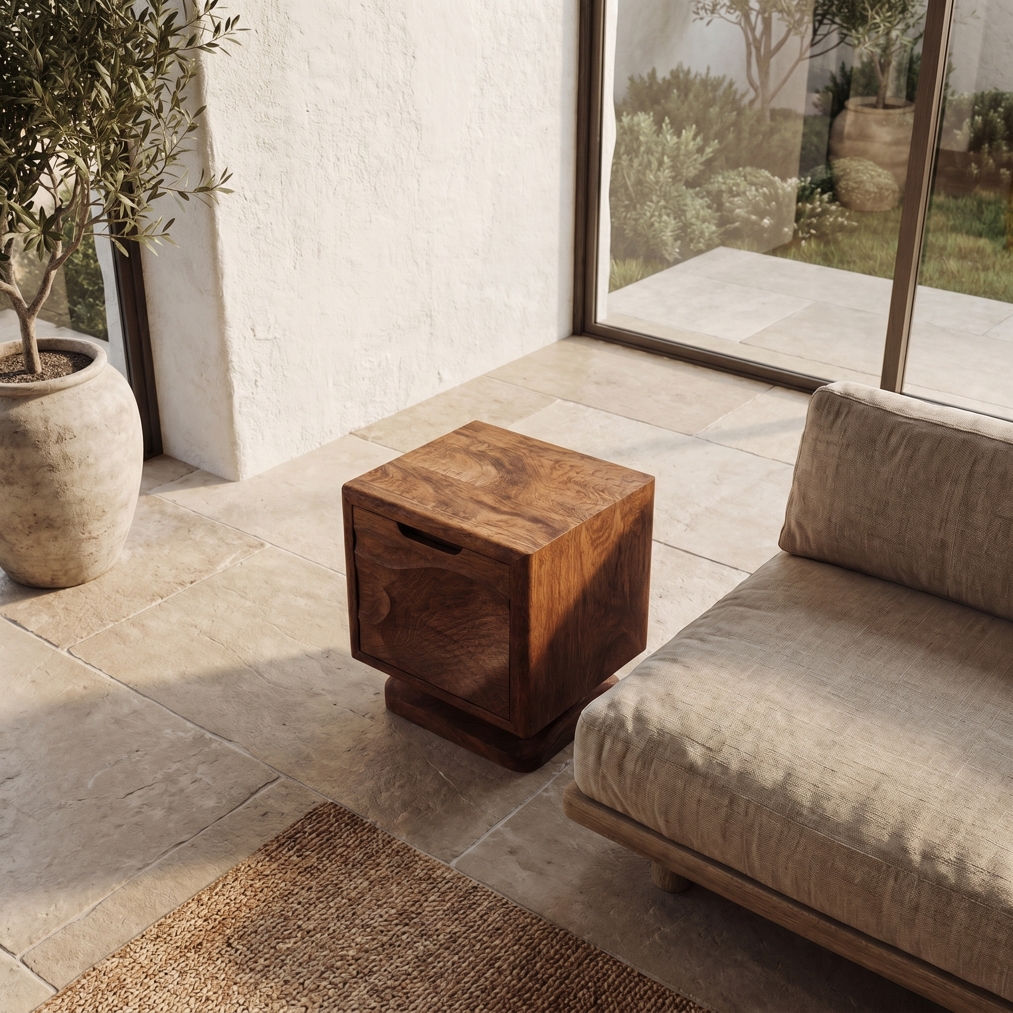 Rustic Beside Table With Open Shelf Storage And Solid Wood Design For Living Room And Bedroom SINLHABT254