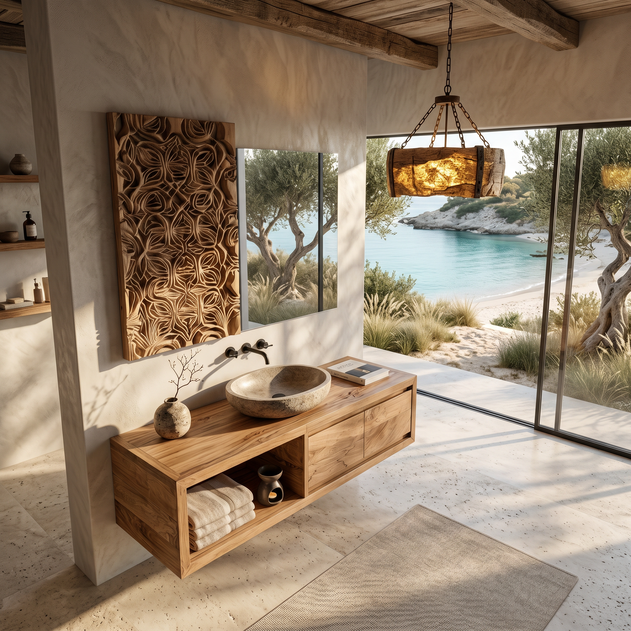 Organic Modern Floating Bathroom Vanity With Open Storage SINLHABRV314