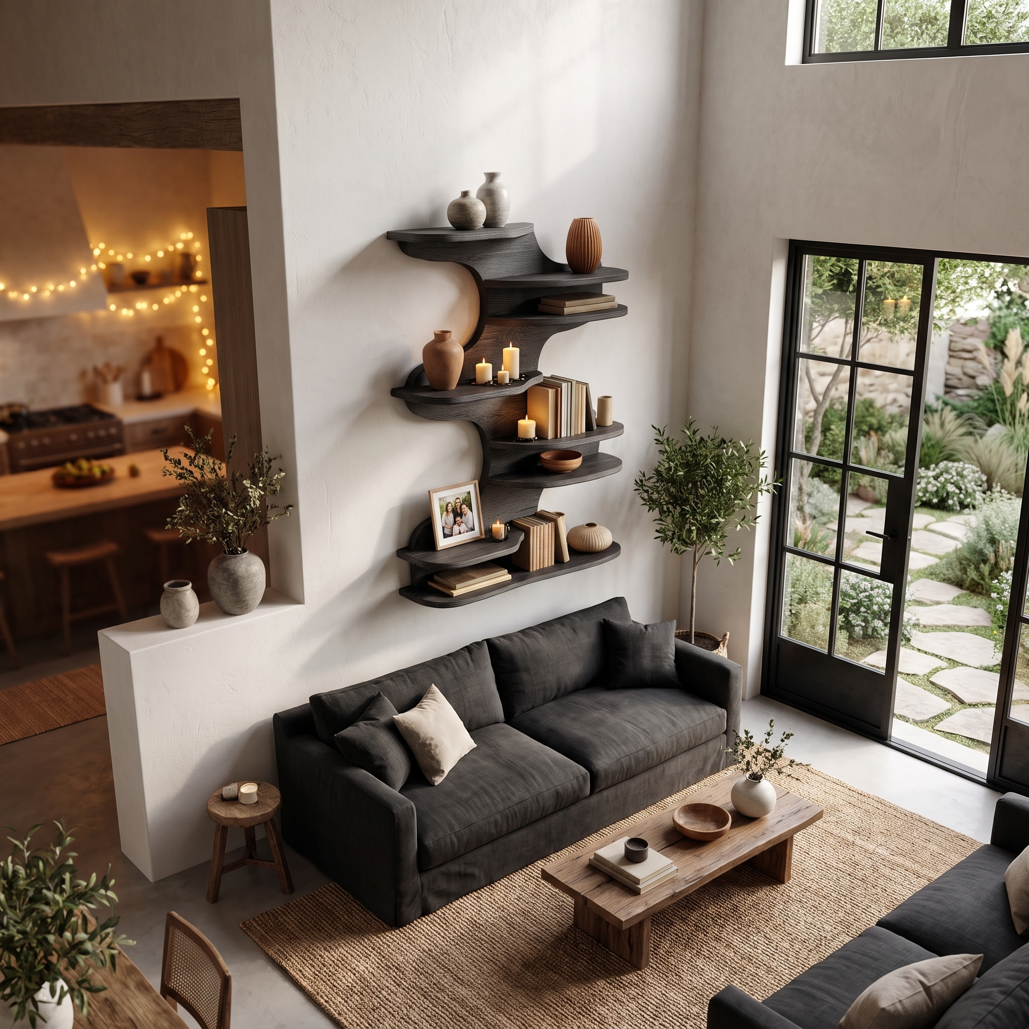 Modern Floating Shelf With Nature Inspired Tree Branch Form For Living Room SINLHAFL563