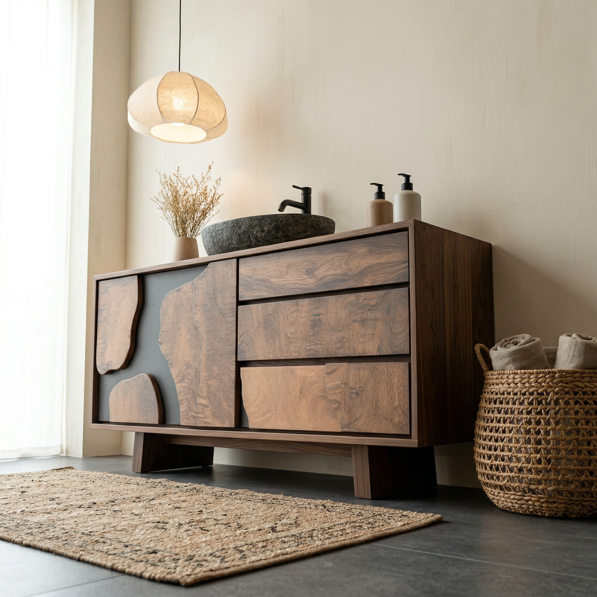 Contemporary Bathroom Cabinet Solid Wood Simple Clean Line Design Bathroom And Vanity Area SINLHABCT019