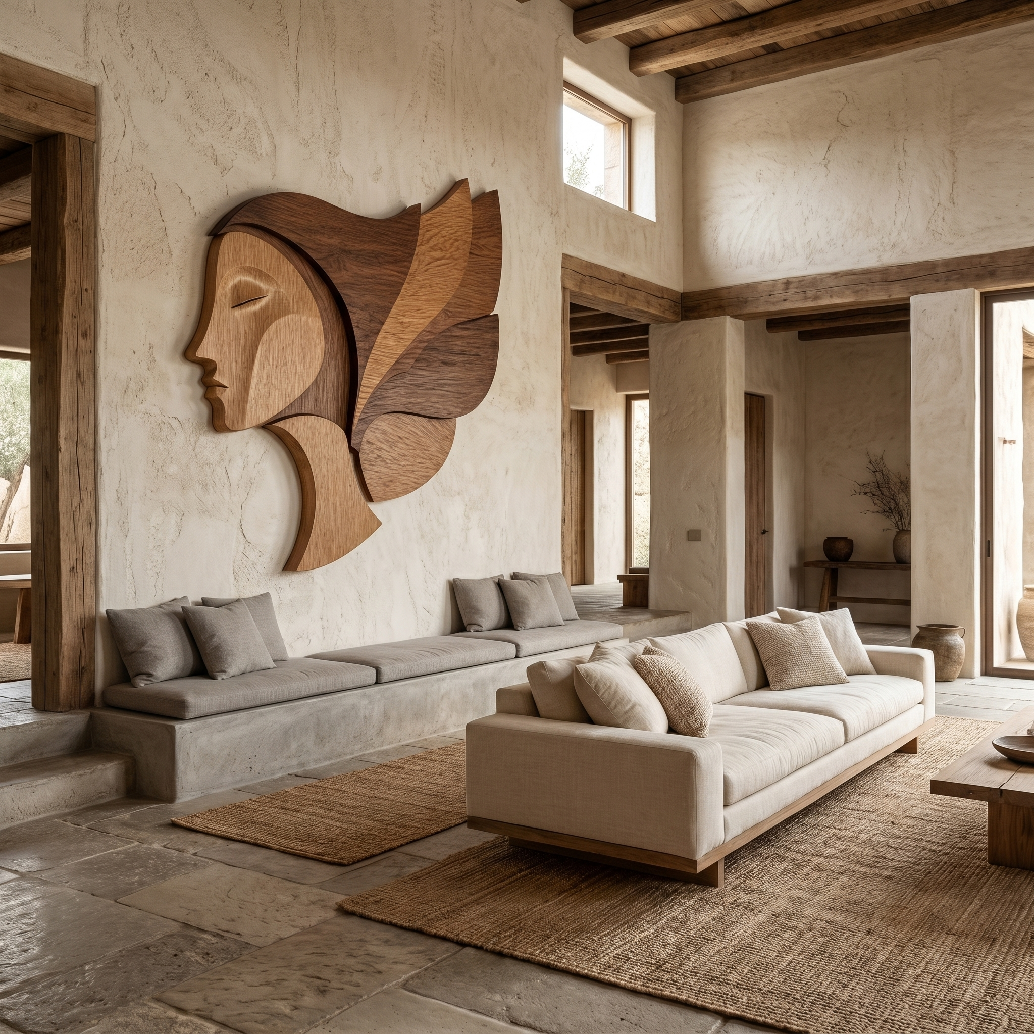 Unique Abstract Woman Face Wooden Wall Decor For Living Room SINLHAWD072