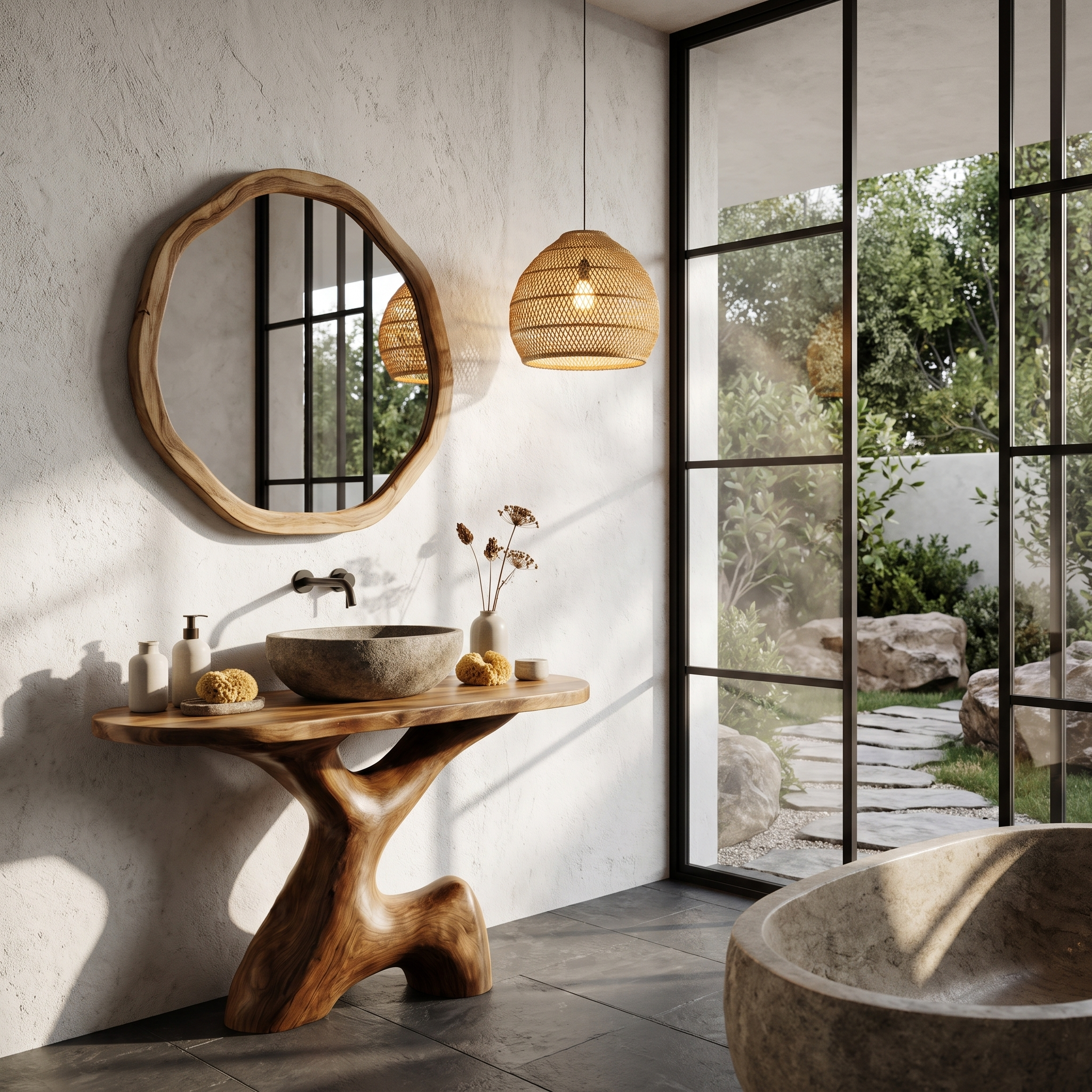 Contemporary Sculptural Bathroom Vanity Freestanding Sink Console SINLHABRV330