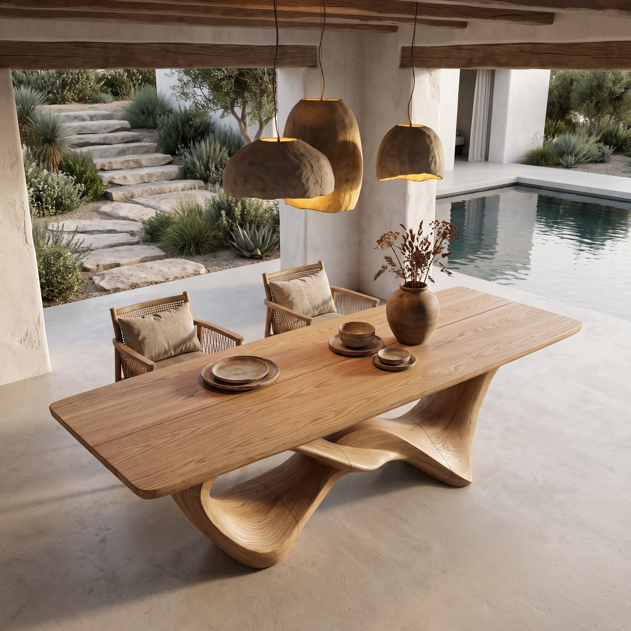 Organic Dining Table With Sculptural Infinity Design For Dining Room And Kitchen SINLHADN212