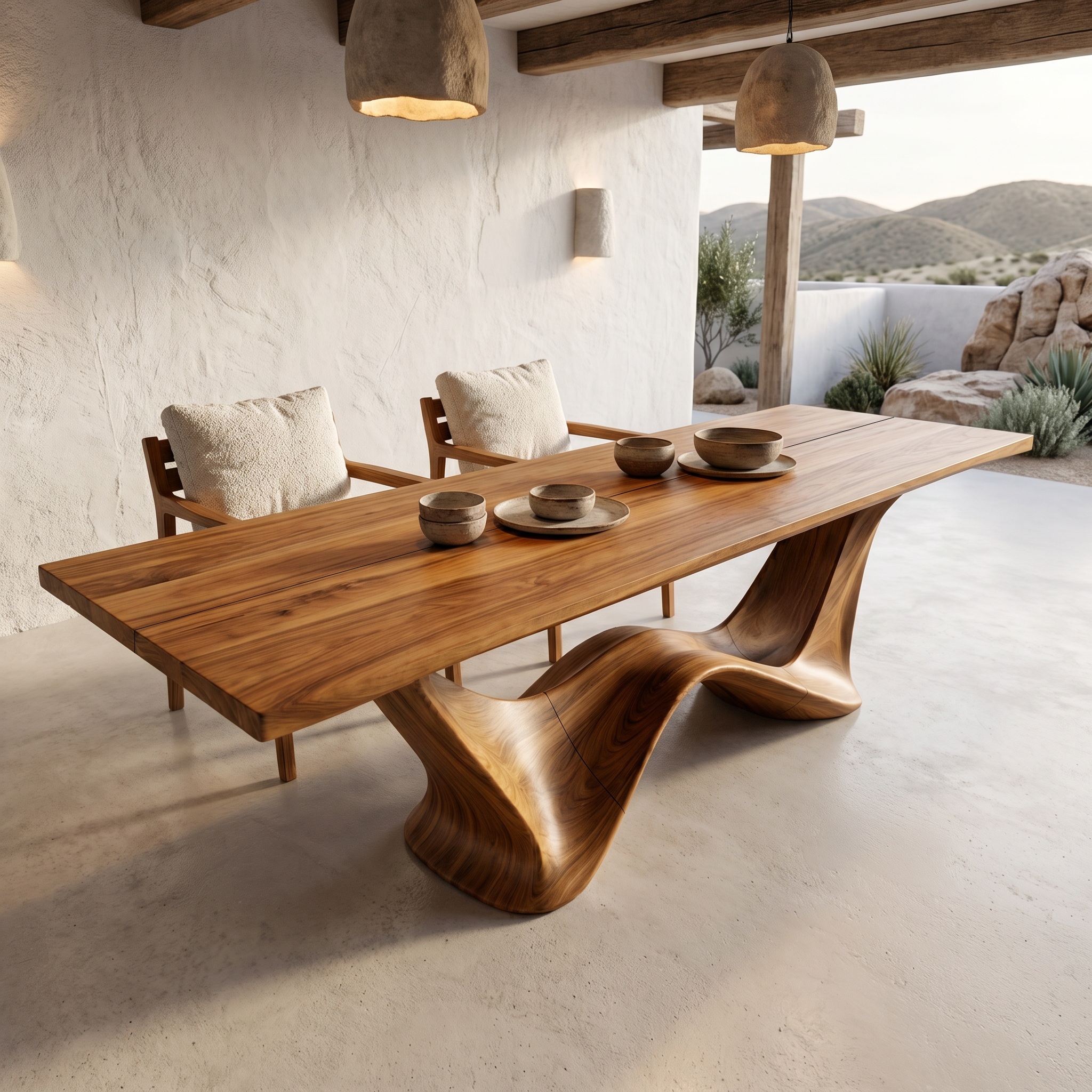 Contemporary Dining Table With Architectural Wave Design For Dining Room And Breakfast Nook SINLHADN214